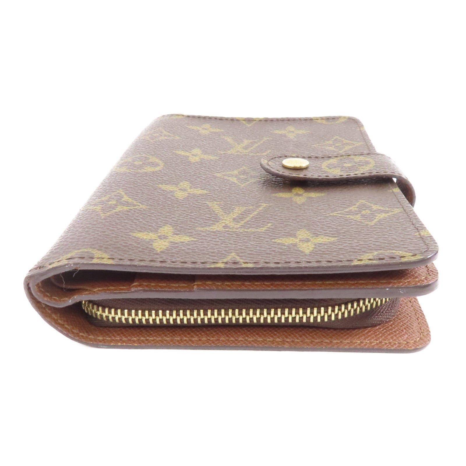 LOUIS VUITTON Monogram Porte Paper金扣錢包棕色