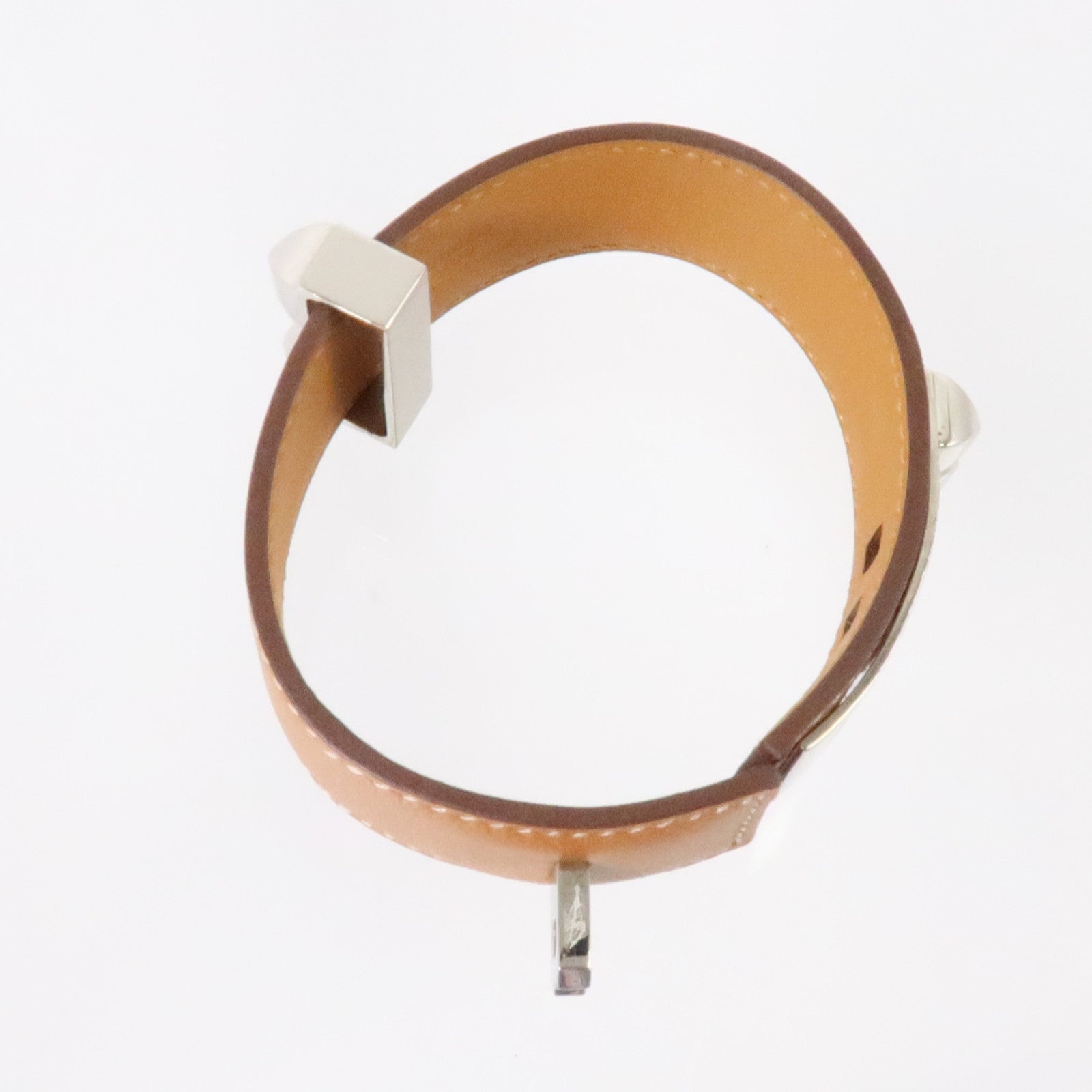 HERMES Madame皮革/金屬Collier De Chien 24 Bracelet銀扣手鏈Gold