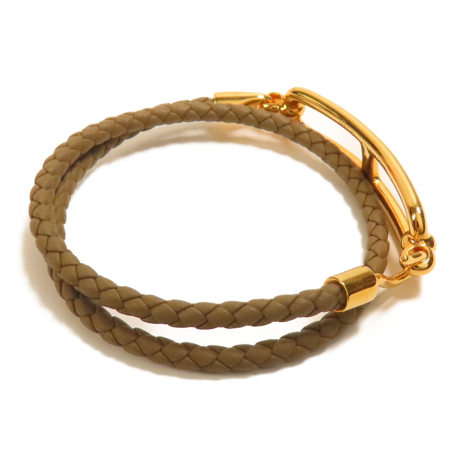 HERMES 牛皮皮革Roulis Double Tour金扣手帶Etoupe