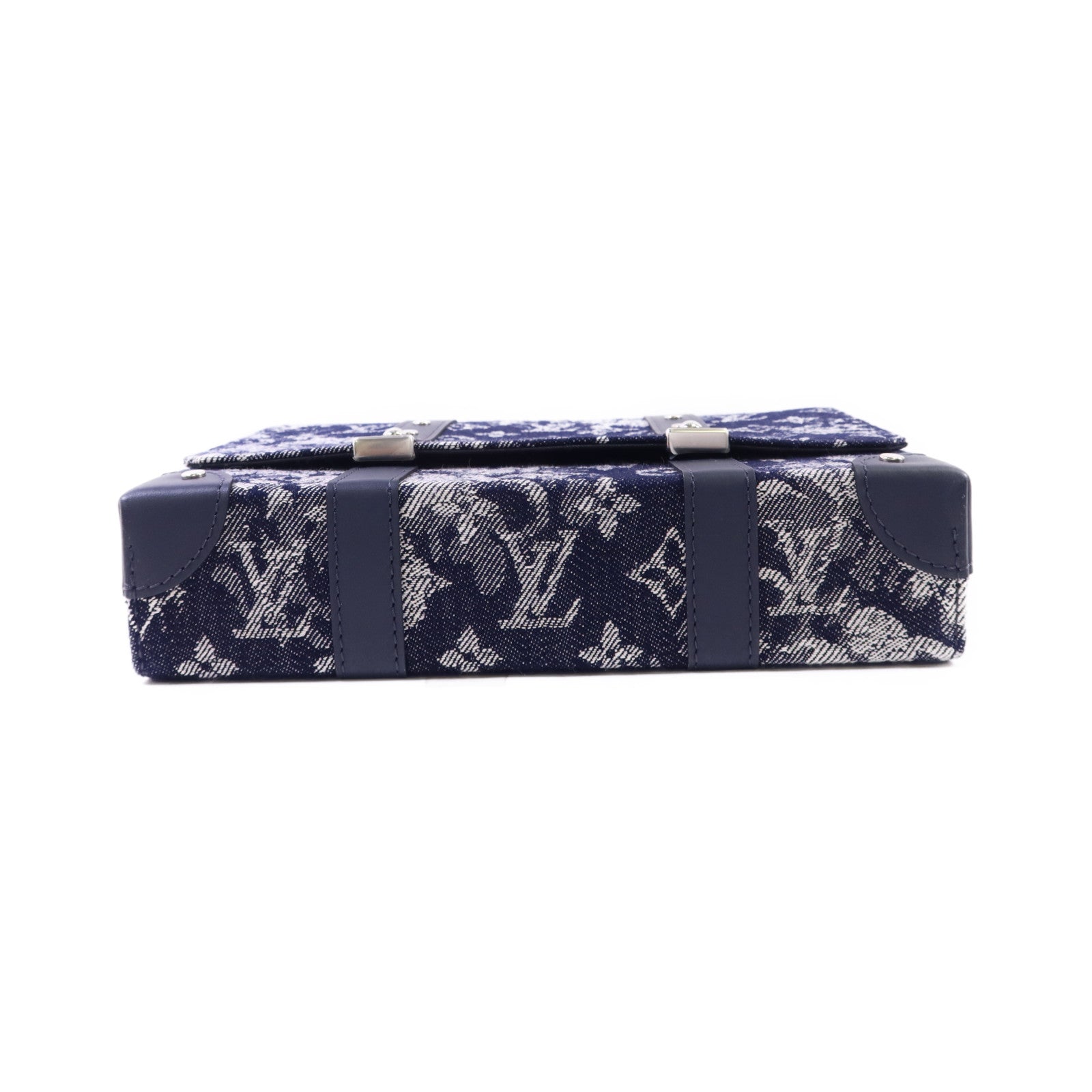 LOUIS VUITTON Monogram Tapestry Trunk Messenger銀扣肩背袋