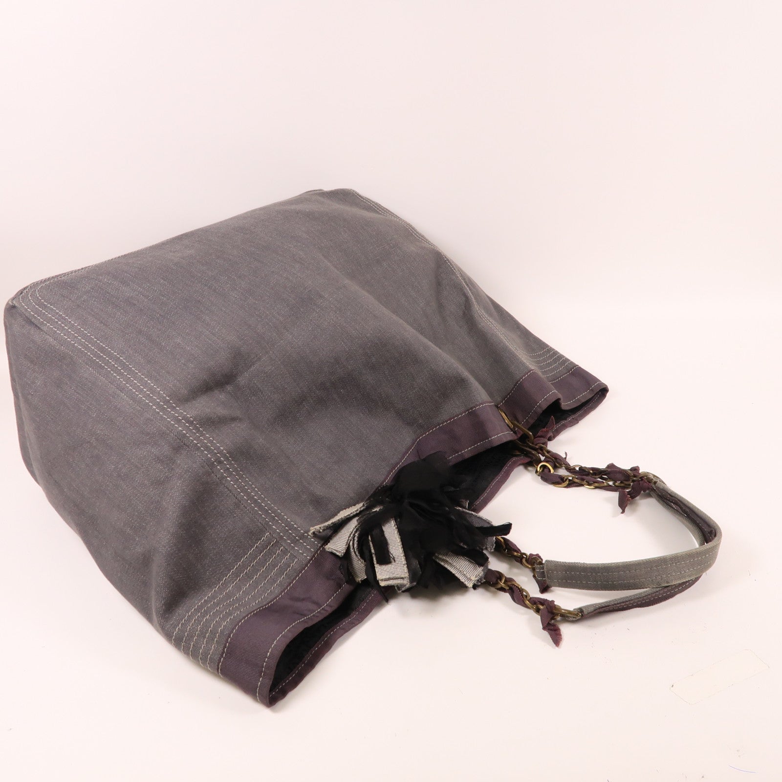 LANVIN 牛仔布Tote Bag肩背袋灰色
