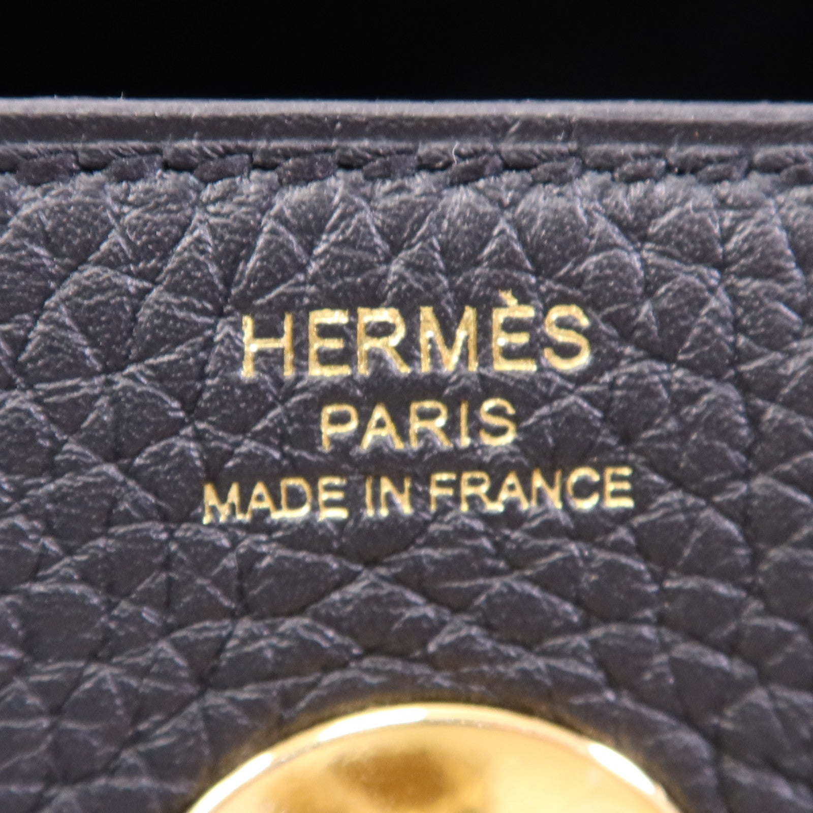 HERMES Clemence皮革Lindy 26金扣手挽肩背兩用袋Noir