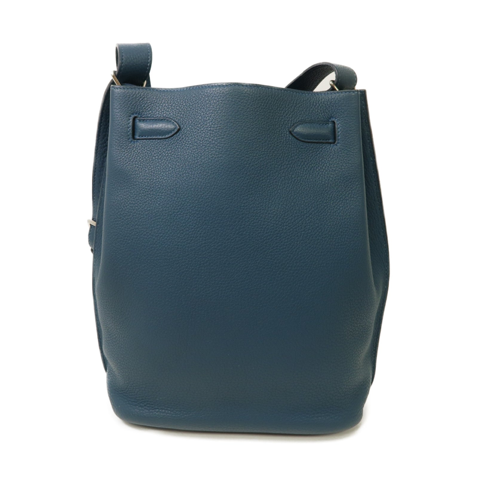HERMES Clemence皮革So Kelly 20銀扣肩背袋Colvert藍色