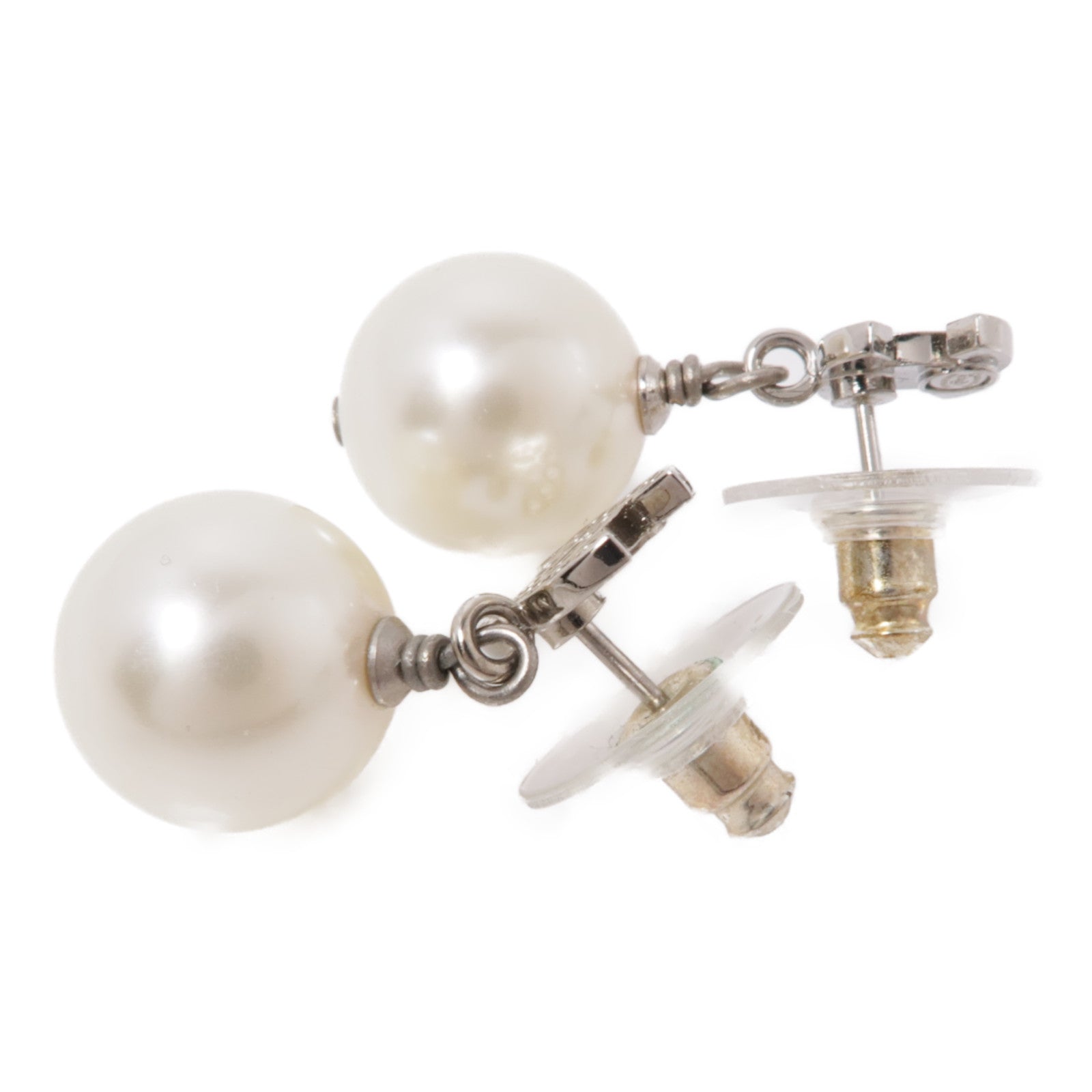 CHANEL PVC/金屬Earrings耳環白色/銀色