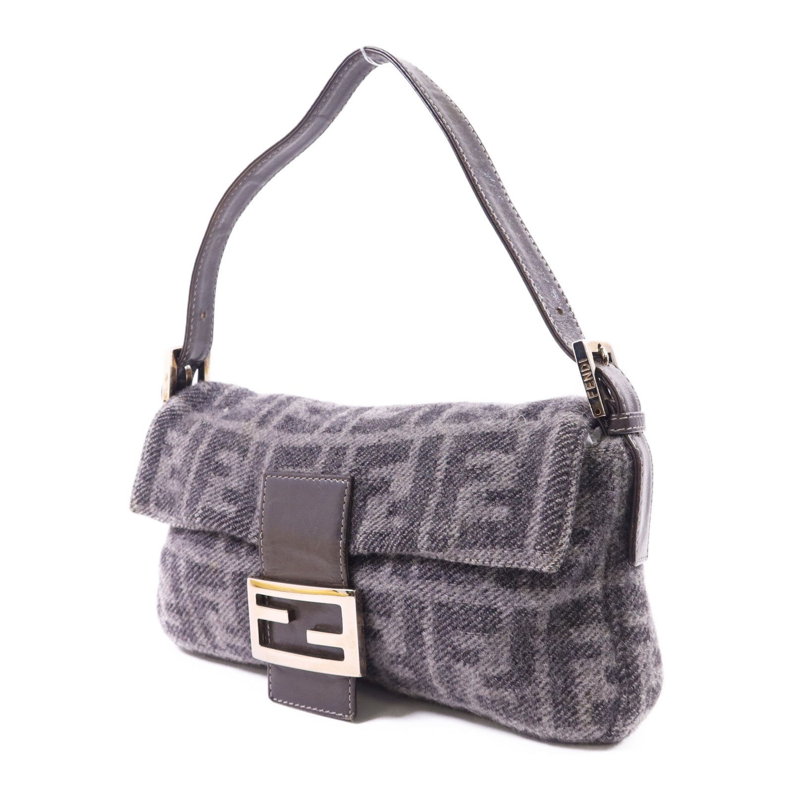 FENDI 羊毛Baguette銀扣肩背袋2384