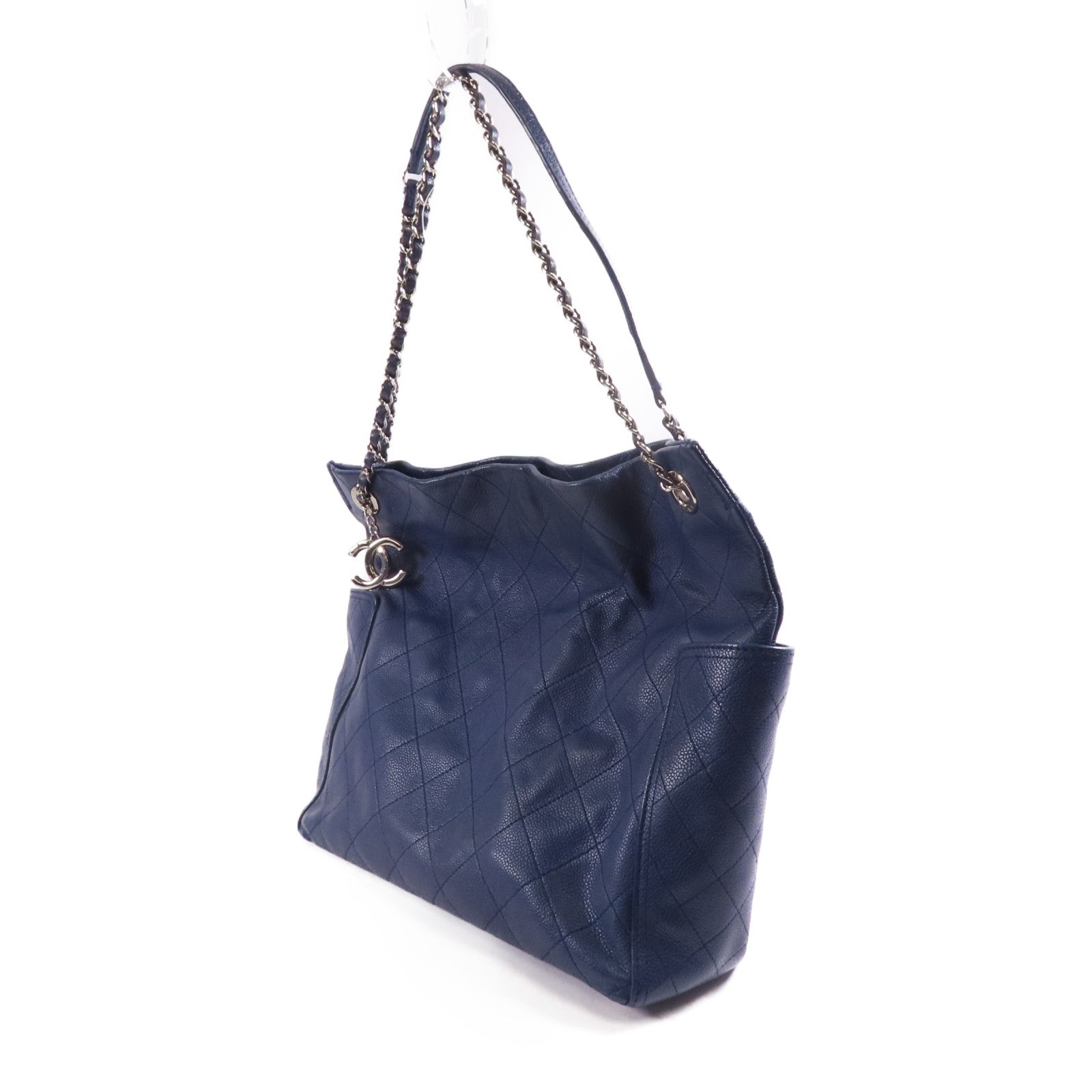 CHANEL 牛皮皮革皮革Shoulder Bag銀扣鏈帶肩背袋