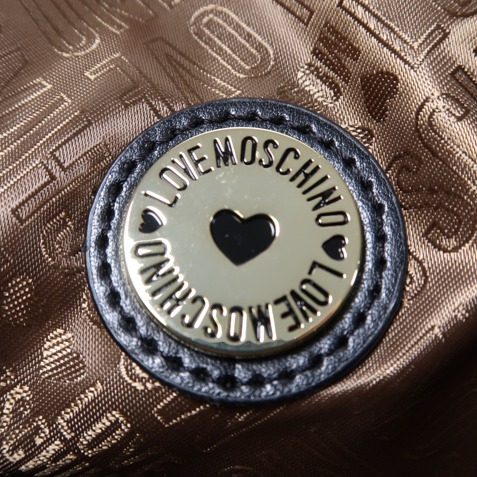 MOSCHINO 菱格塗層帆布Shoulder Bag金扣肩背袋藍色