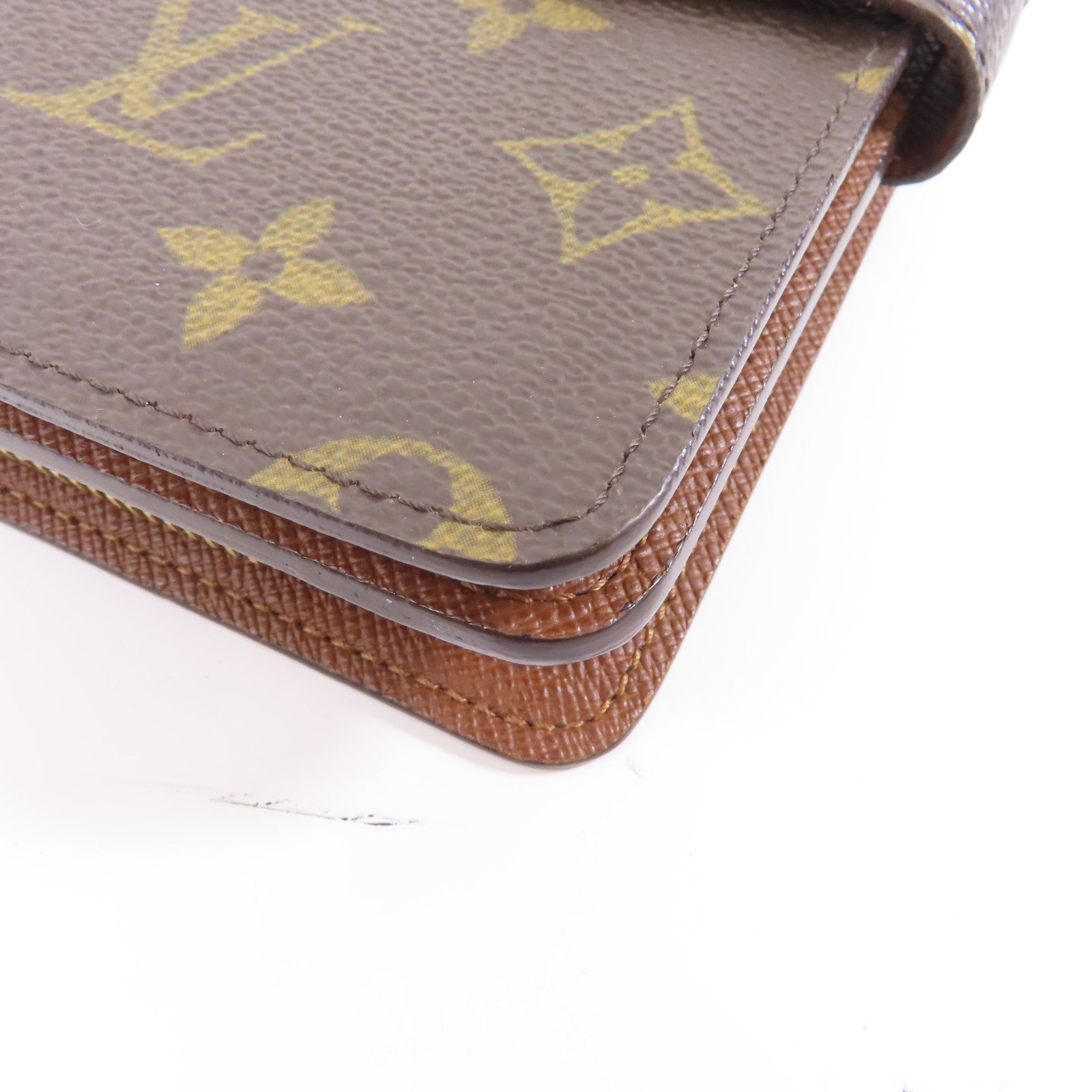 LOUIS VUITTON Monogram Porte Paper金扣錢包棕色
