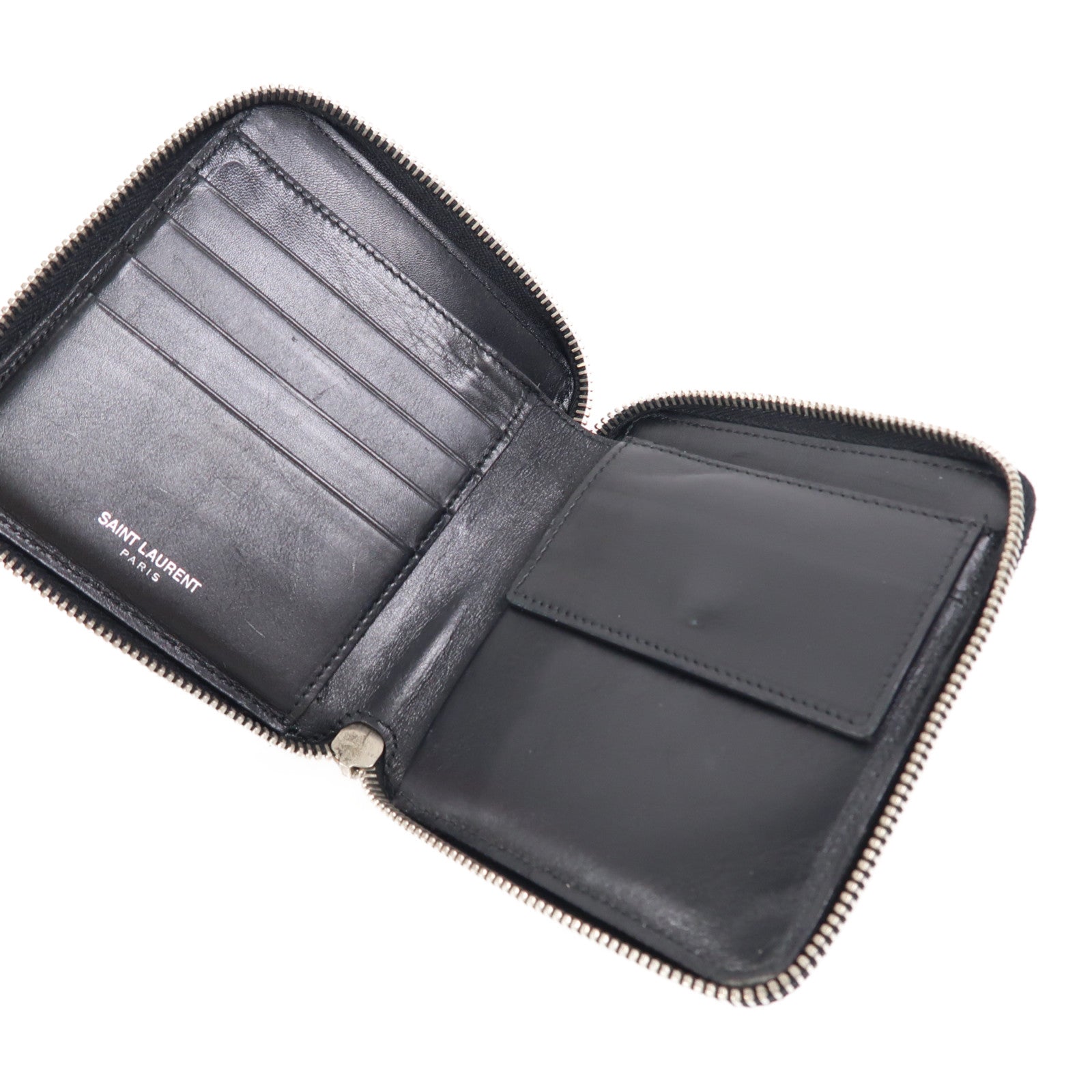 SAINT LAURENT 牛皮皮革Wallet銀扣錢包