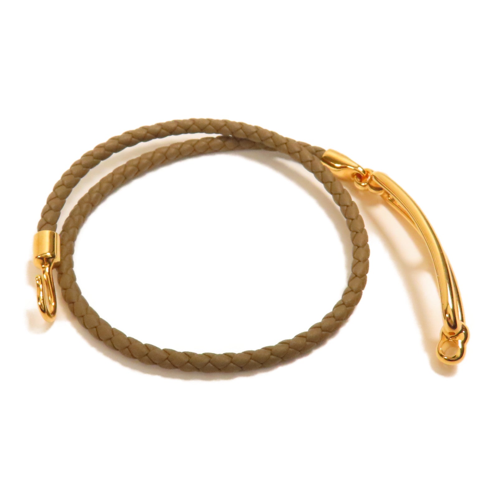 HERMES GHW Roulis Double Tour Bracelet  Calfskin Leather Brown Etoupe