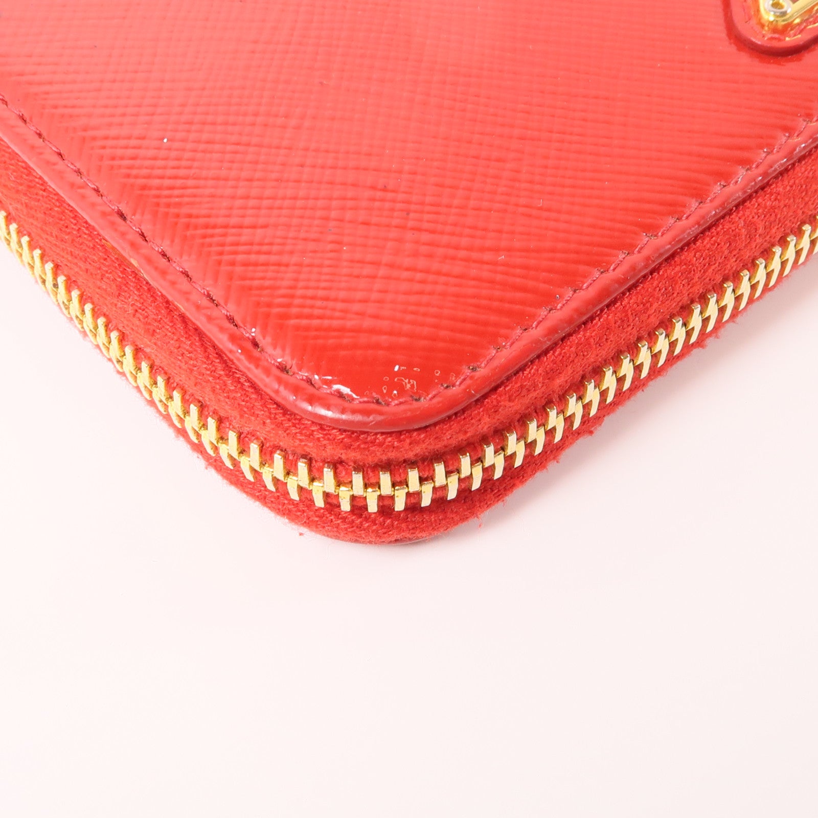 PRADA 皮革Zipper Wallet金扣錢包紅色