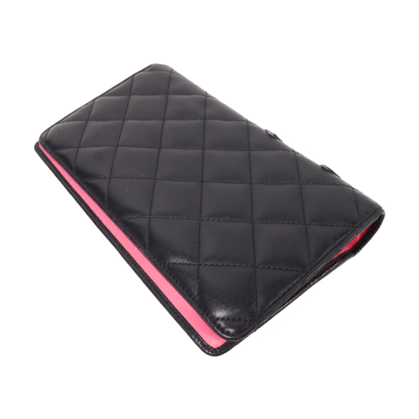 CHANEL 菱格牛皮皮革Cambon Line Long Wallet長錢包黑色