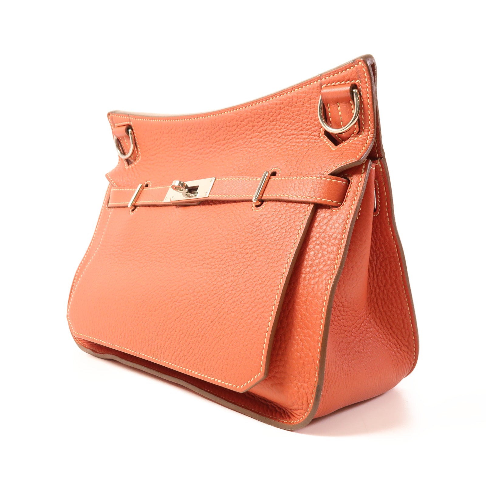 HERMES Clemence皮革Jypsiere 28銀扣肩背袋Capucine