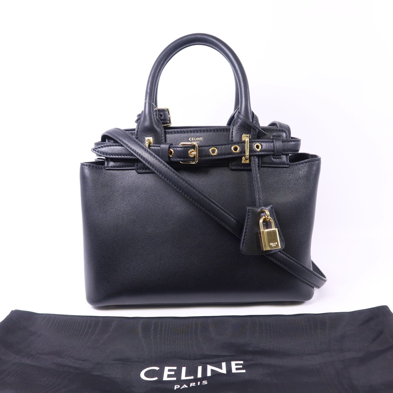 CELINE 牛皮皮革Teen Celine Conti Bag金扣手挽肩背兩用袋