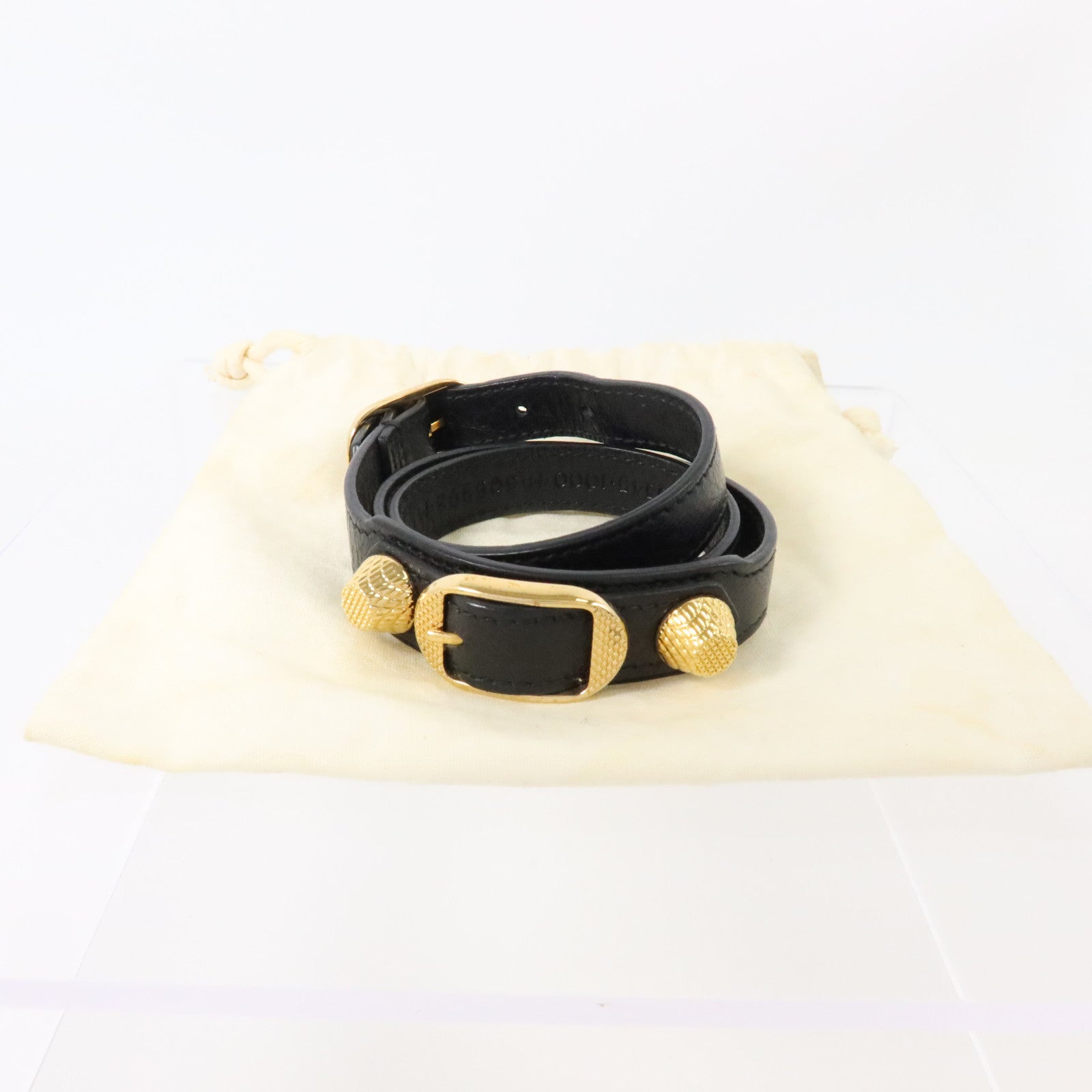 BALENCIAGA 牛皮皮革Giant Triple Tour Bracelet金扣手鏈
