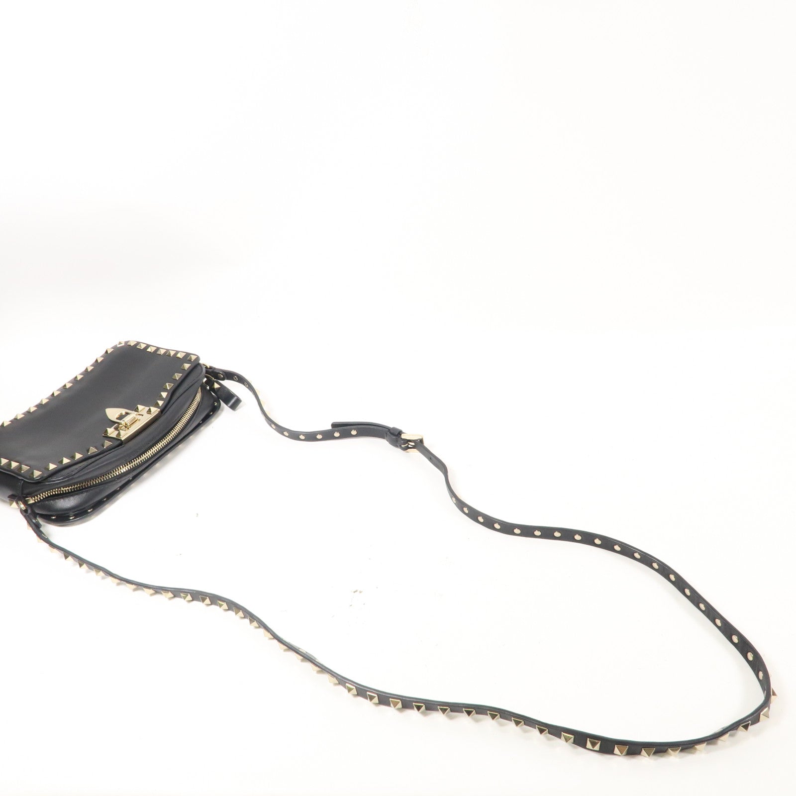 Valentino 牛皮皮革Shoulder Bag金扣肩背袋黑色