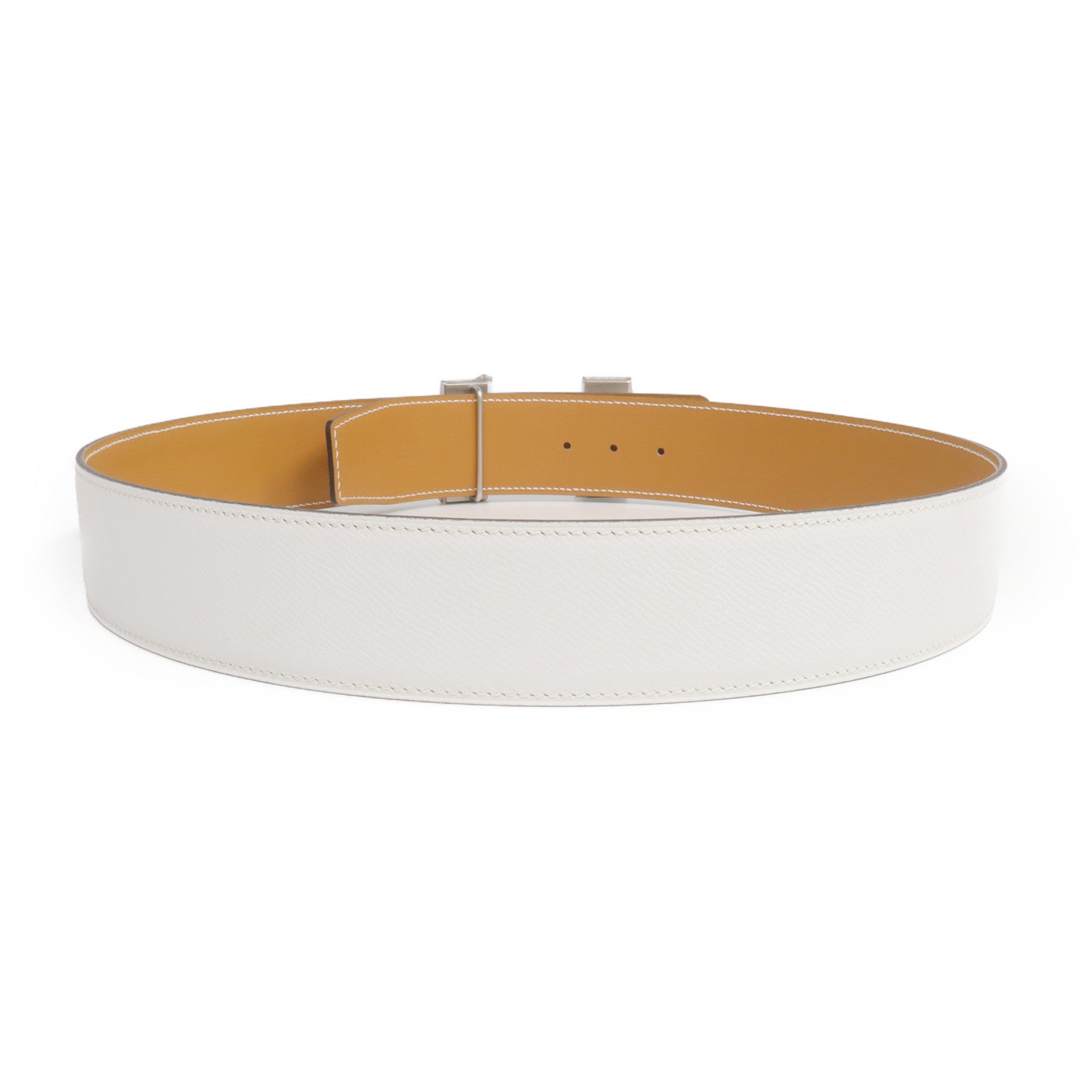 HERMES Epsom皮革Constance Belt銀扣皮帶Beton