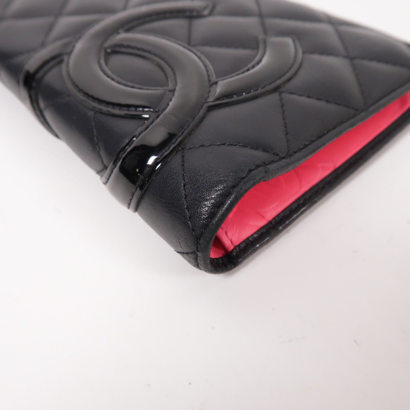 CHANEL 菱格牛皮皮革Cambon Line Long Wallet長錢包黑色
