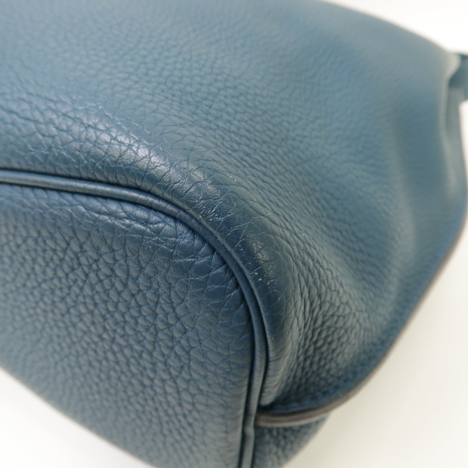 HERMES Clemence皮革So Kelly 20銀扣肩背袋Colvert藍色
