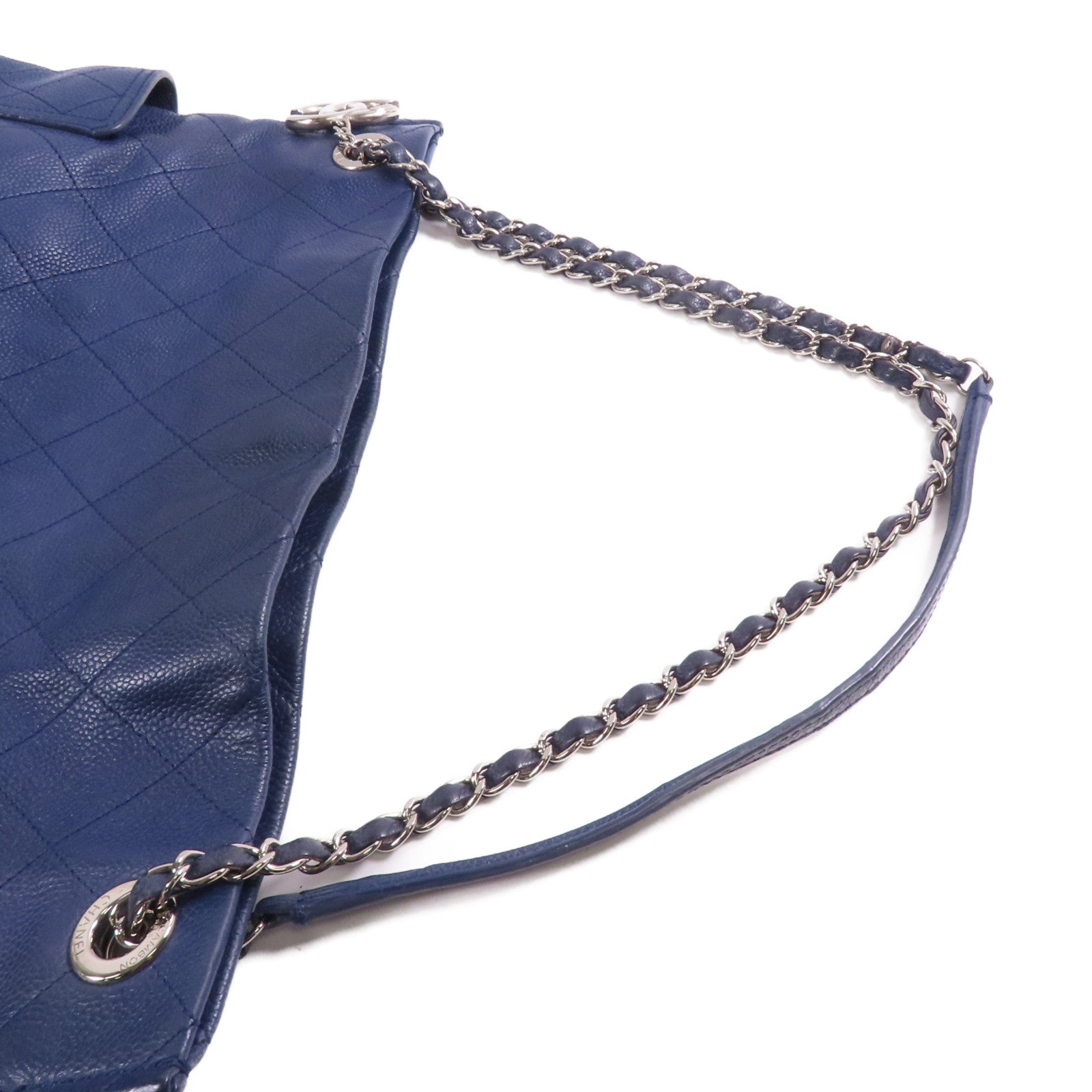 CHANEL 牛皮皮革皮革Shoulder Bag銀扣鏈帶肩背袋