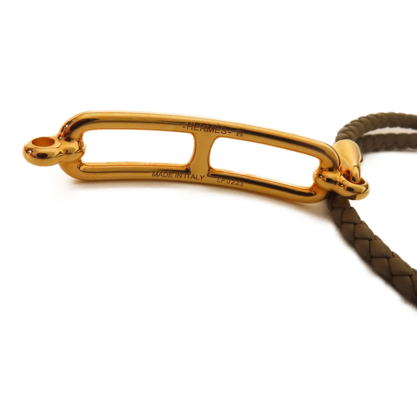 HERMES GHW Roulis Double Tour Bracelet  Calfskin Leather Brown Etoupe