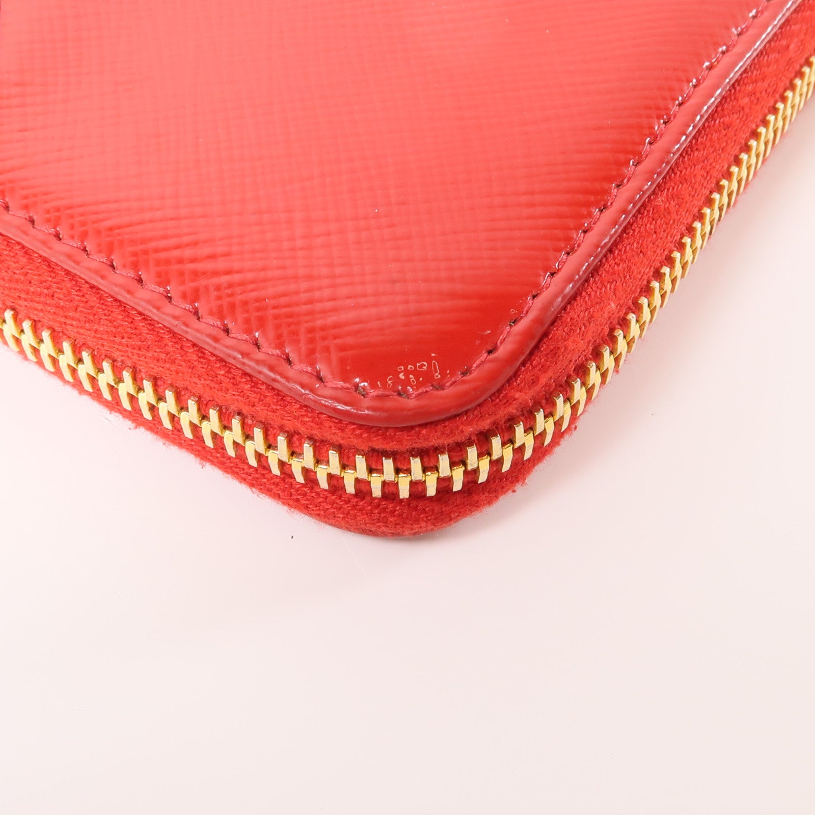 PRADA 皮革Zipper Wallet金扣錢包紅色