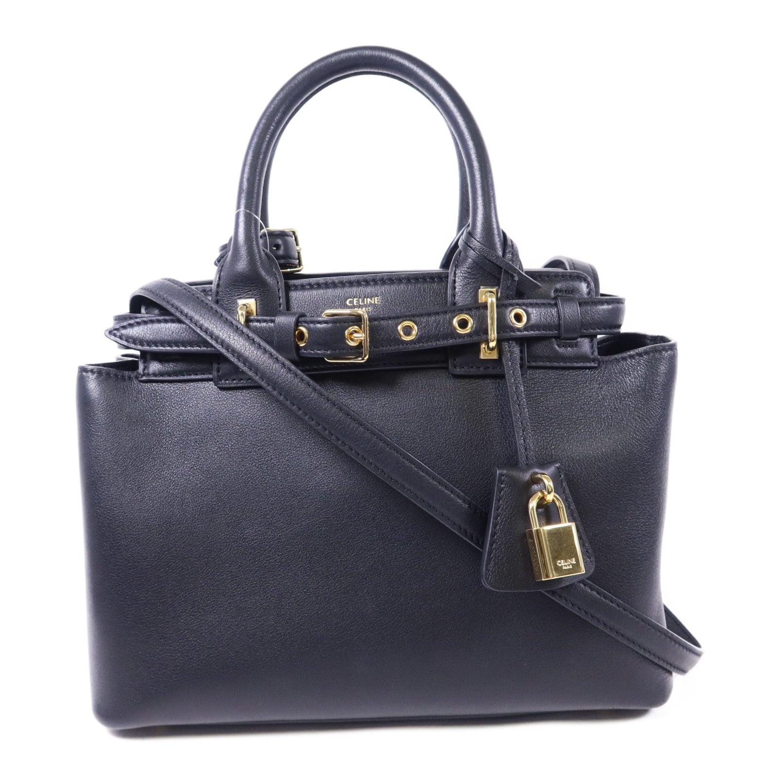 CELINE 牛皮皮革Teen Celine Conti Bag金扣手挽肩背兩用袋