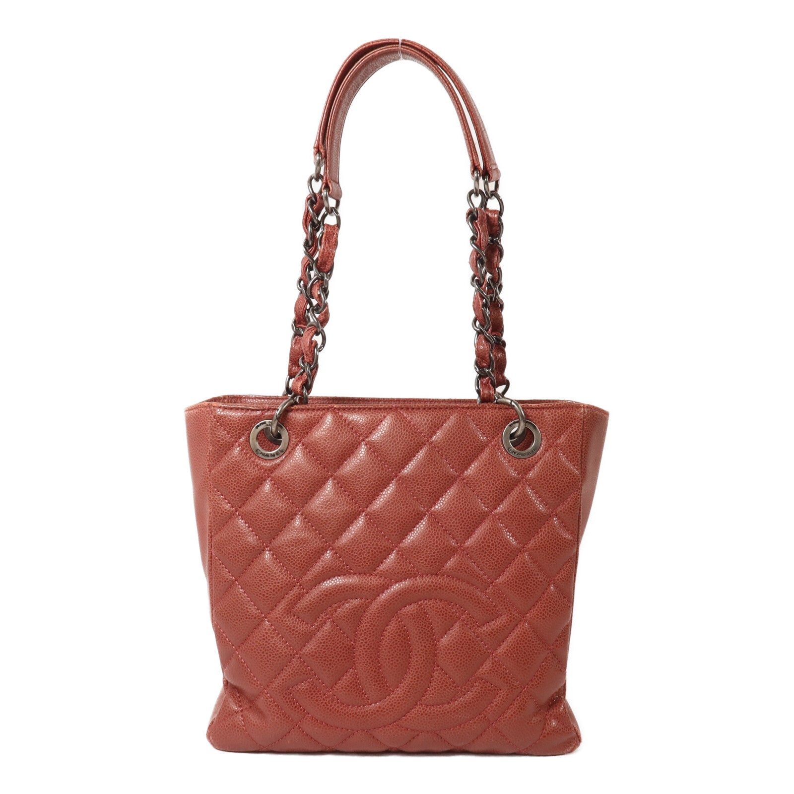 CHANEL 牛皮皮革PST Petite Shopping Tote Bag鏈帶肩背袋