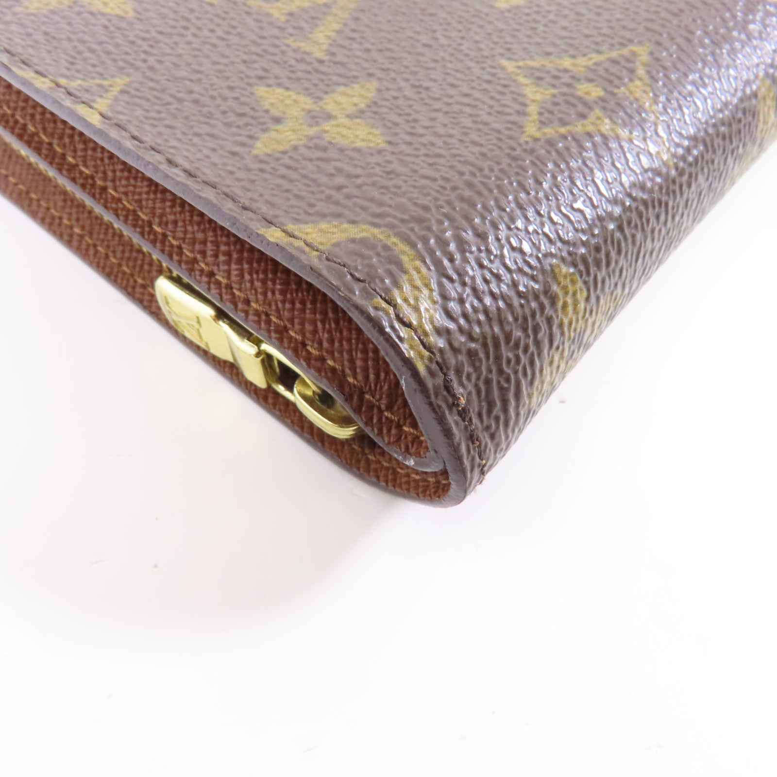 LOUIS VUITTON Monogram Porte Paper金扣錢包棕色