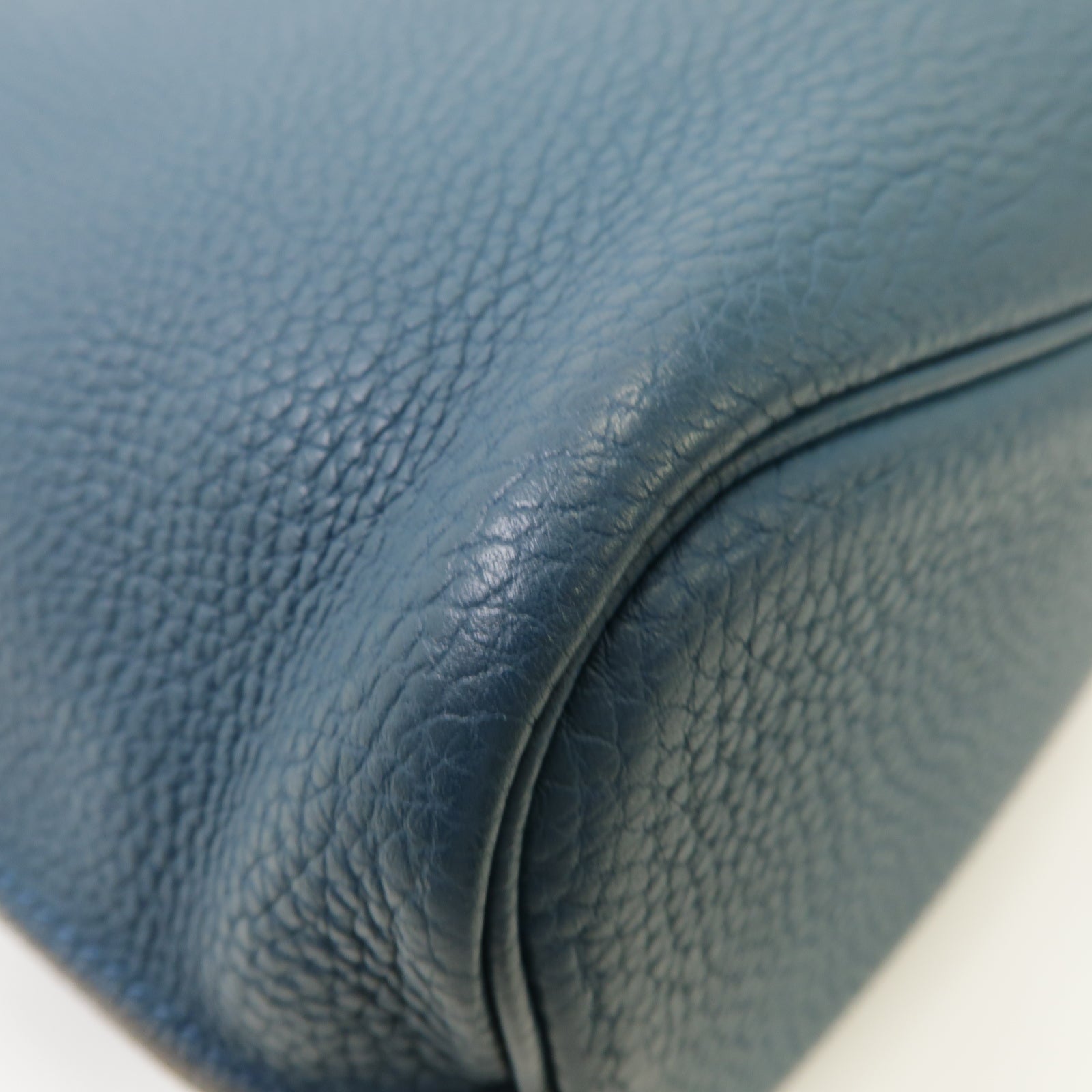 HERMES Clemence皮革So Kelly 20銀扣肩背袋Colvert藍色