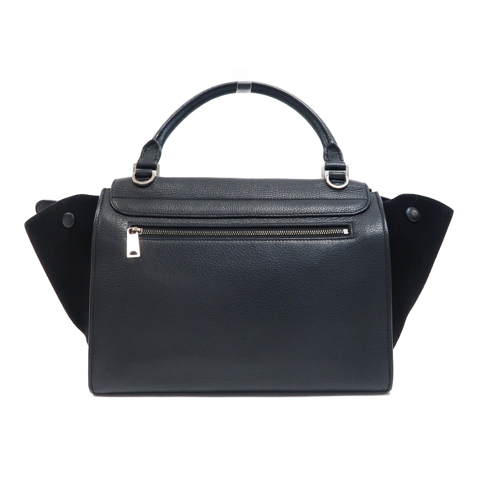 CELINE 【激減優惠】牛皮皮革Trapeze銀扣手挽肩背兩用袋黑色