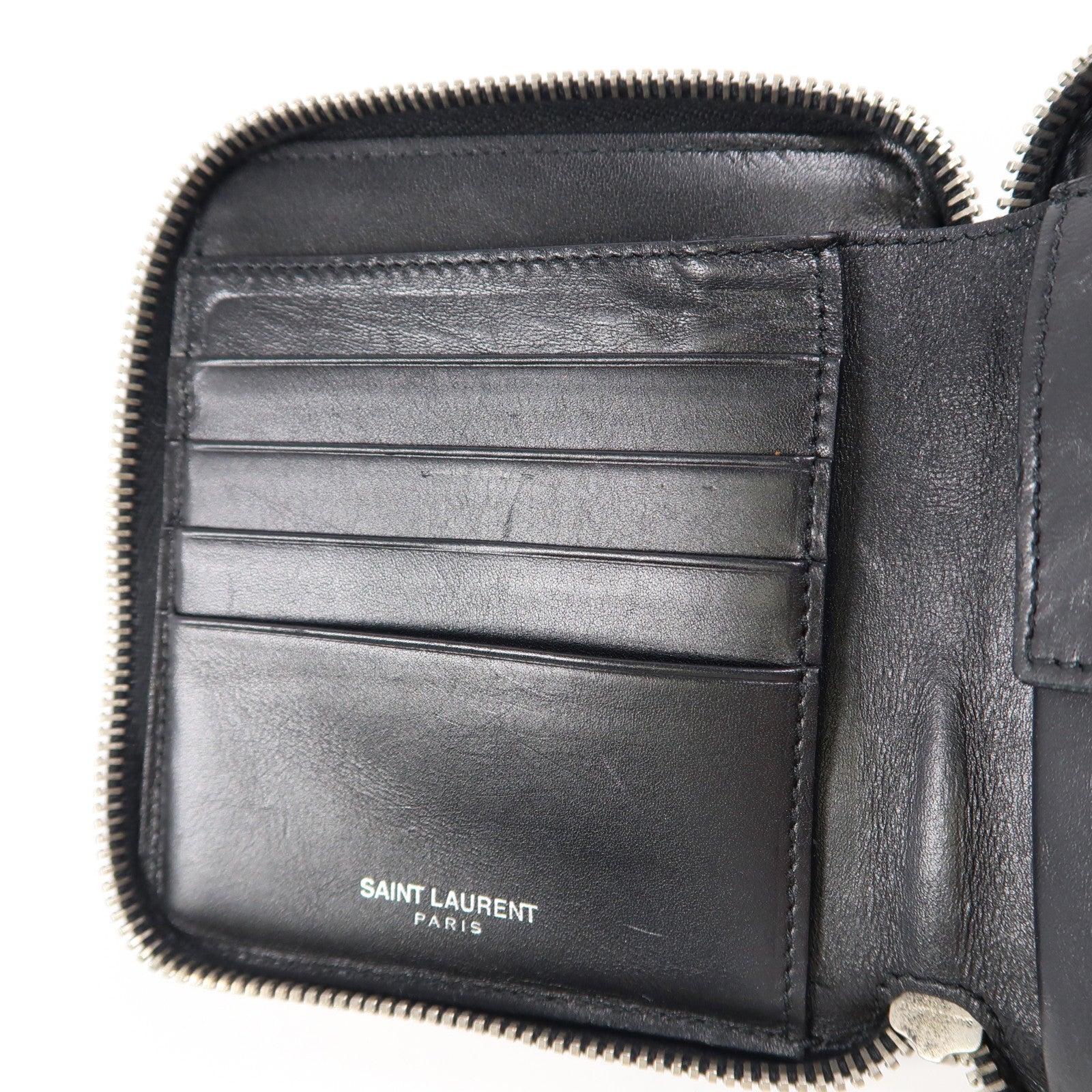 SAINT LAURENT 牛皮皮革Wallet銀扣錢包