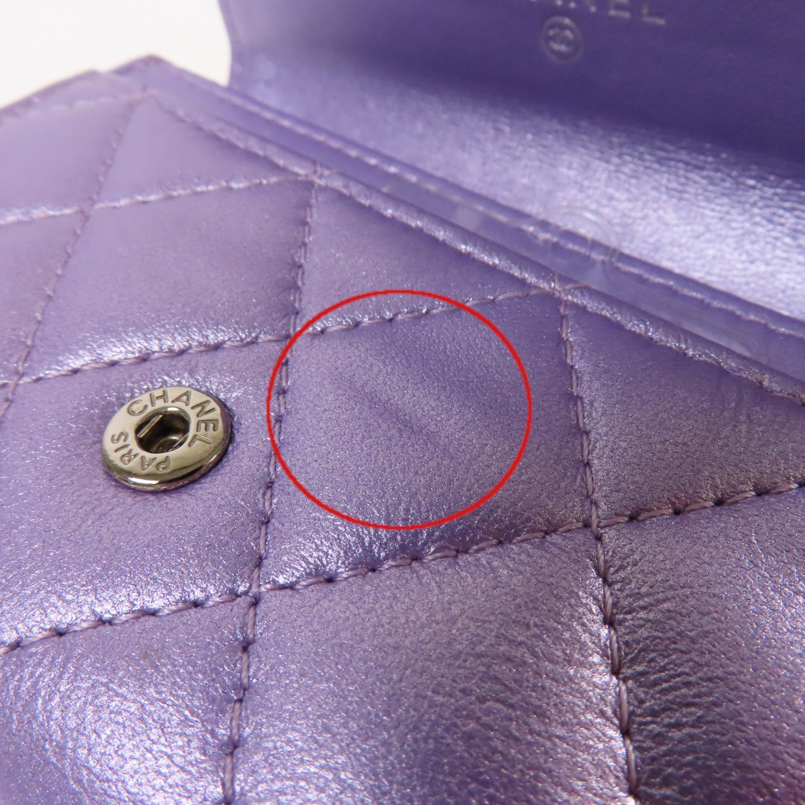 CHANEL 菱格羊皮皮革Card Case卡片套淺紫色