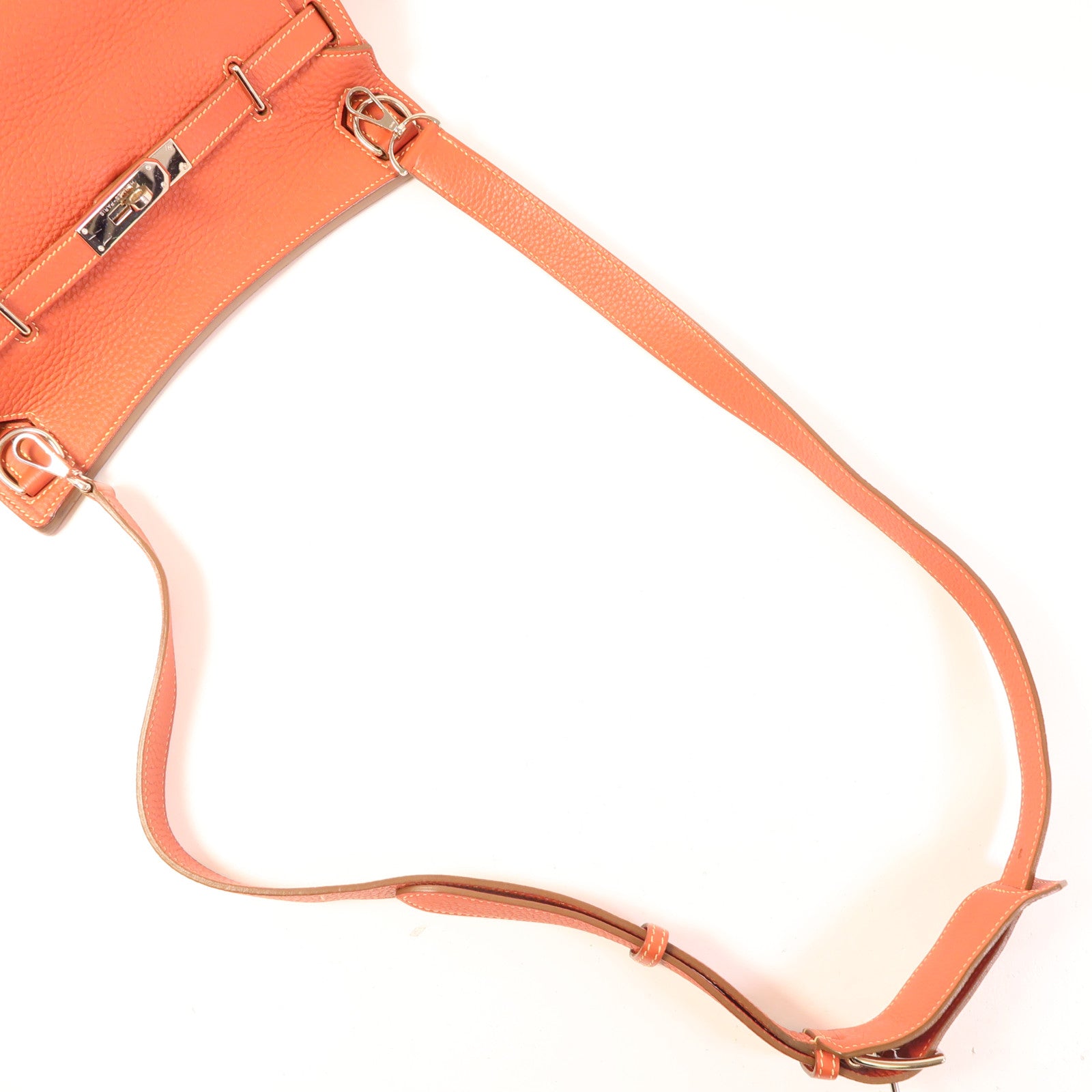 HERMES Clemence皮革Jypsiere 28銀扣肩背袋Capucine