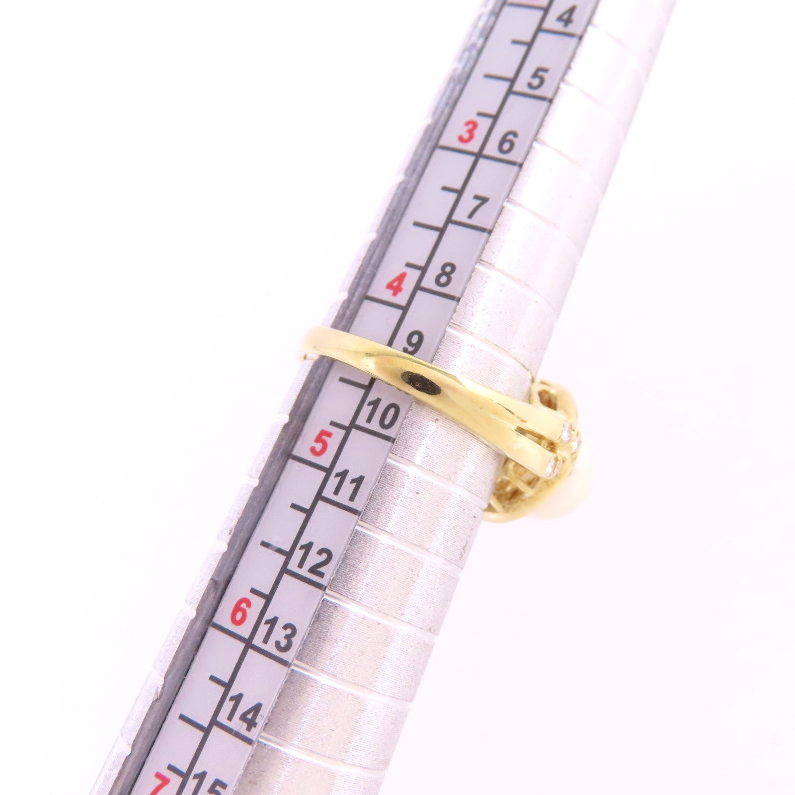 JEWELRY Pearl Diamond Ring US#4.25 18K Yellow Gold