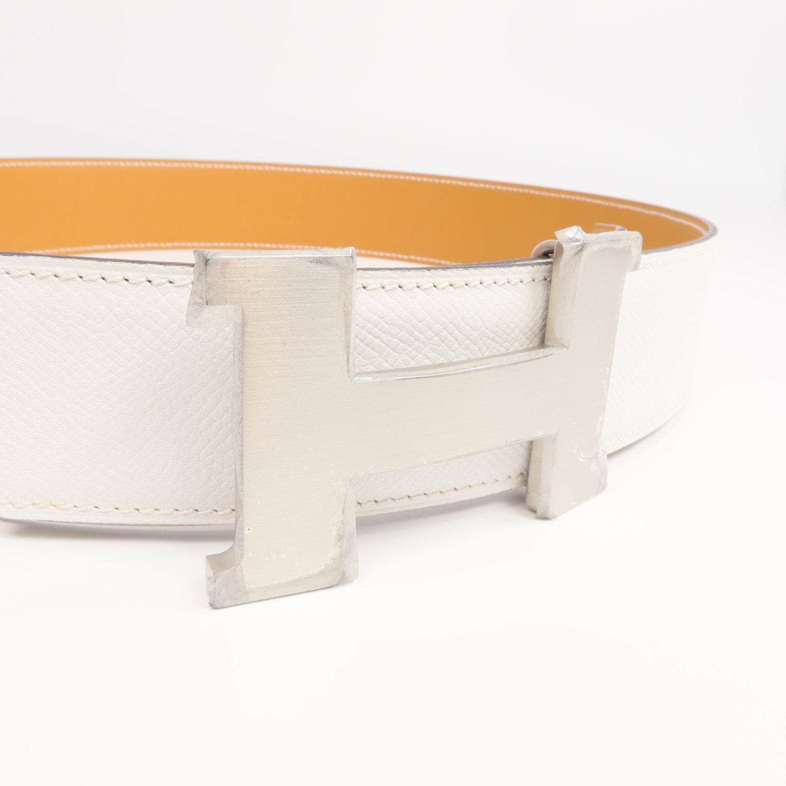 HERMES Epsom皮革Constance Belt銀扣皮帶Beton