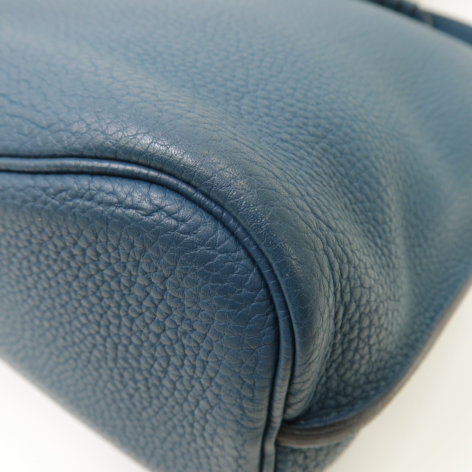 HERMES Clemence皮革So Kelly 20銀扣肩背袋Colvert藍色