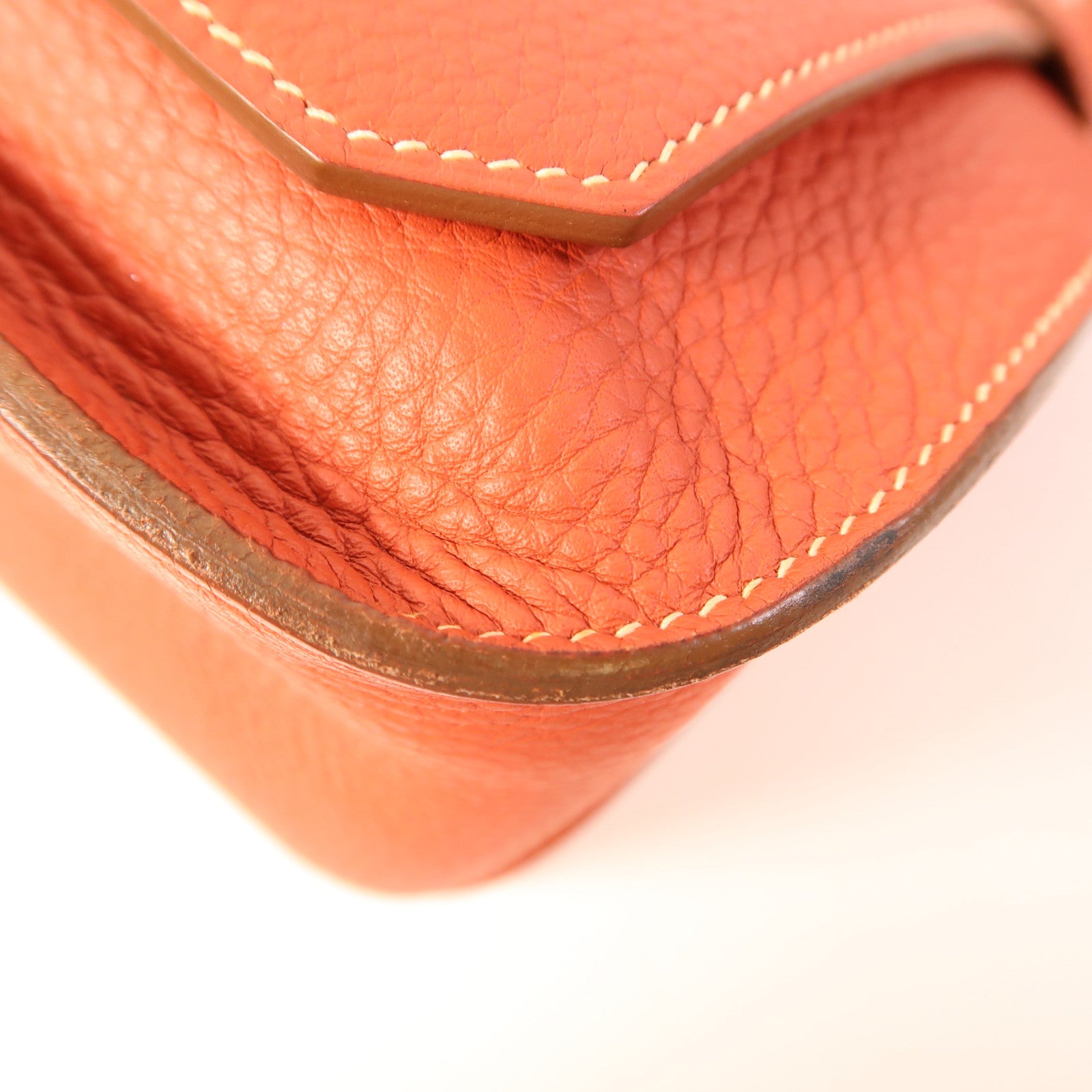 HERMES Clemence皮革Jypsiere 28銀扣肩背袋Capucine