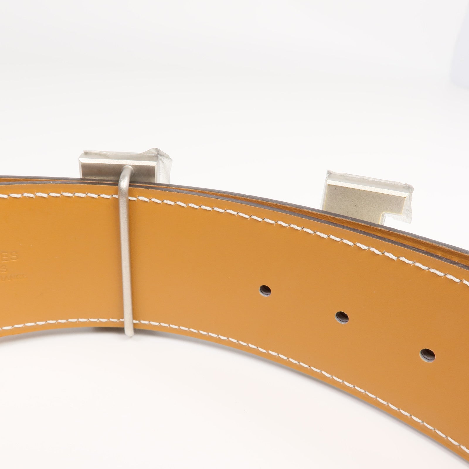 HERMES Epsom皮革Constance Belt銀扣皮帶Beton