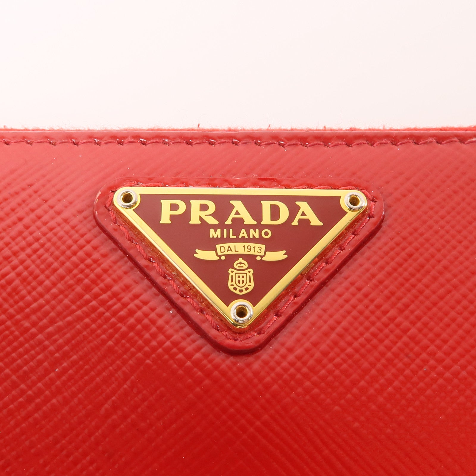 PRADA 皮革Zipper Wallet金扣錢包紅色