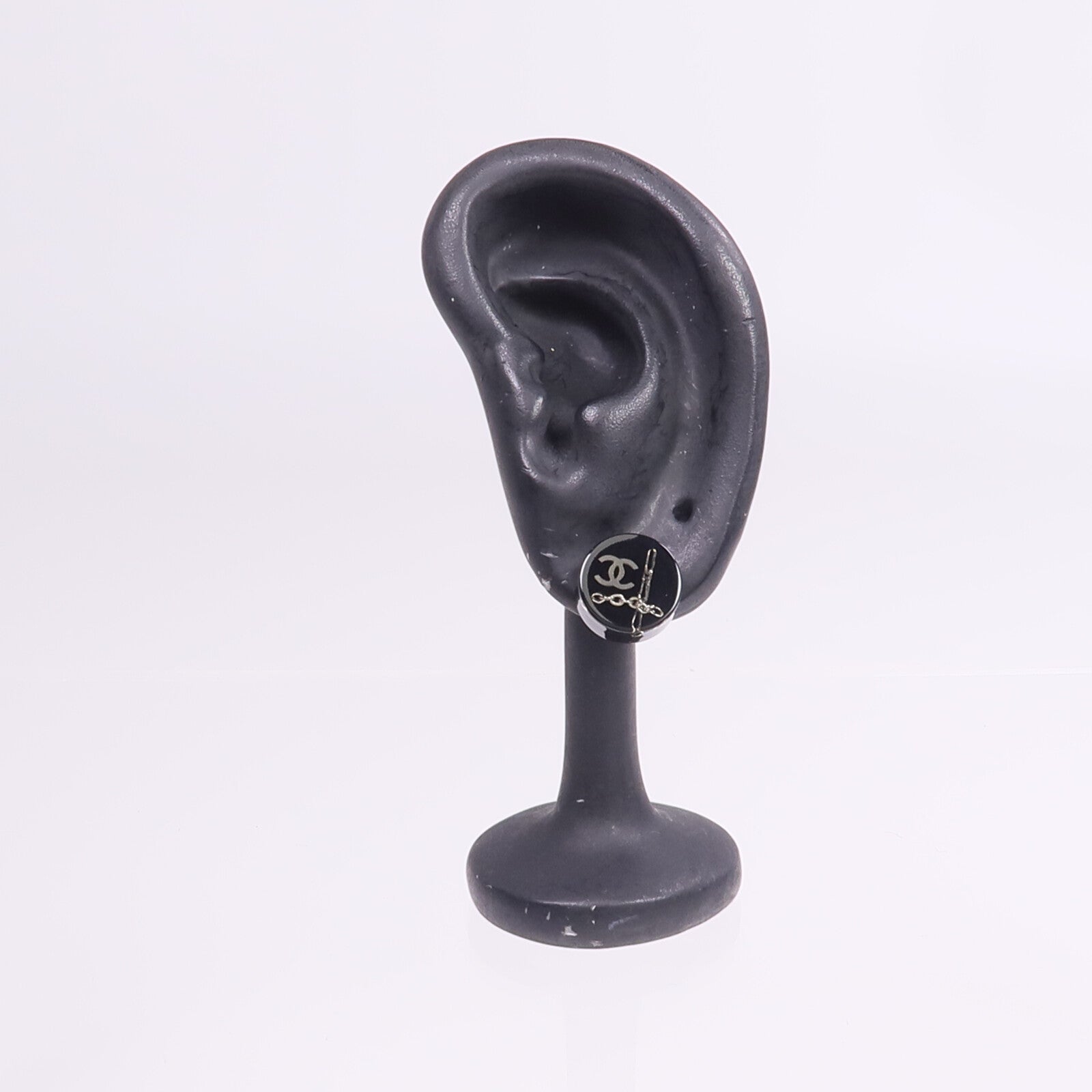 CHANEL PVC/金屬Earrings銀扣耳環