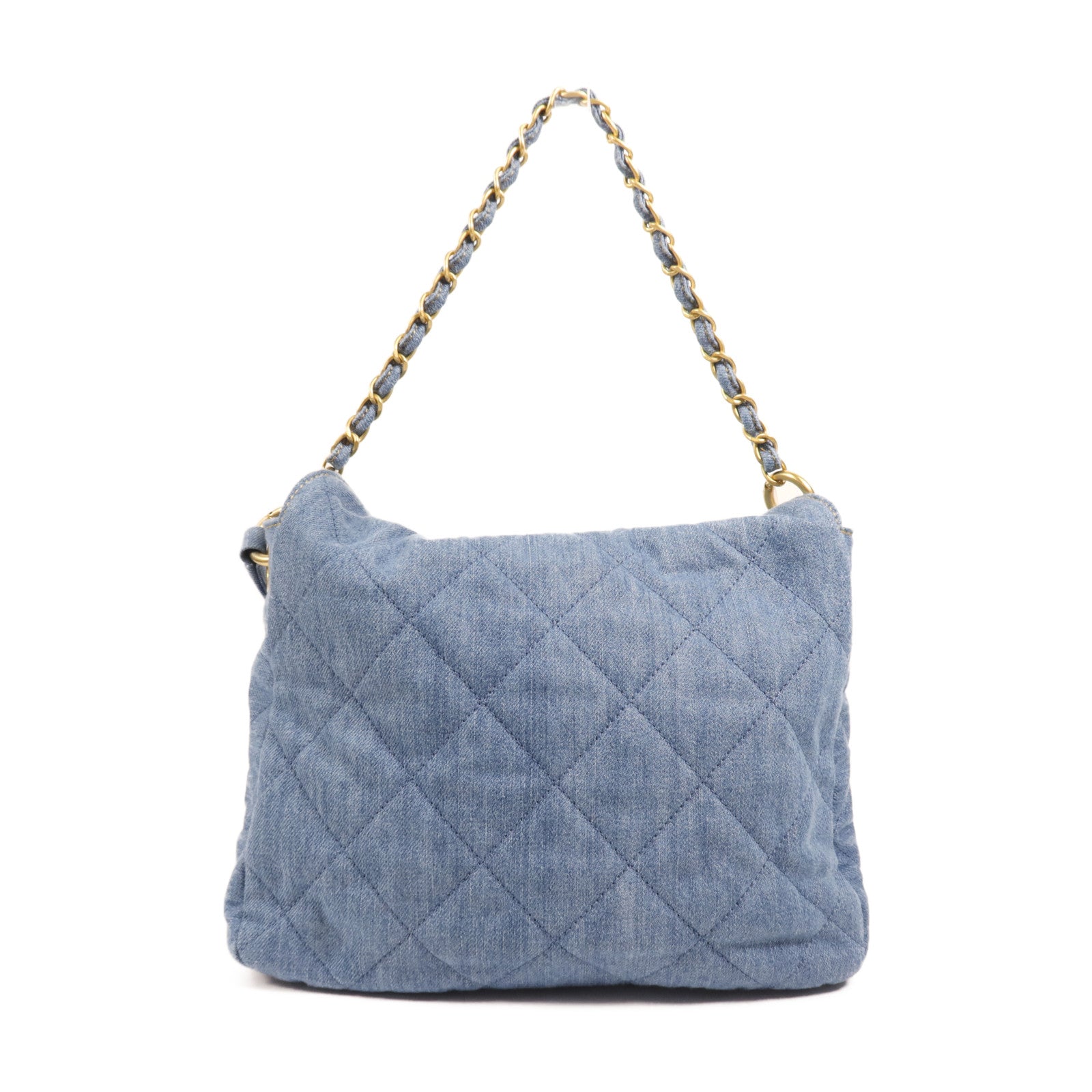 CHANEL 牛仔布Hobo Hand Bag金扣手挽肩背兩用袋