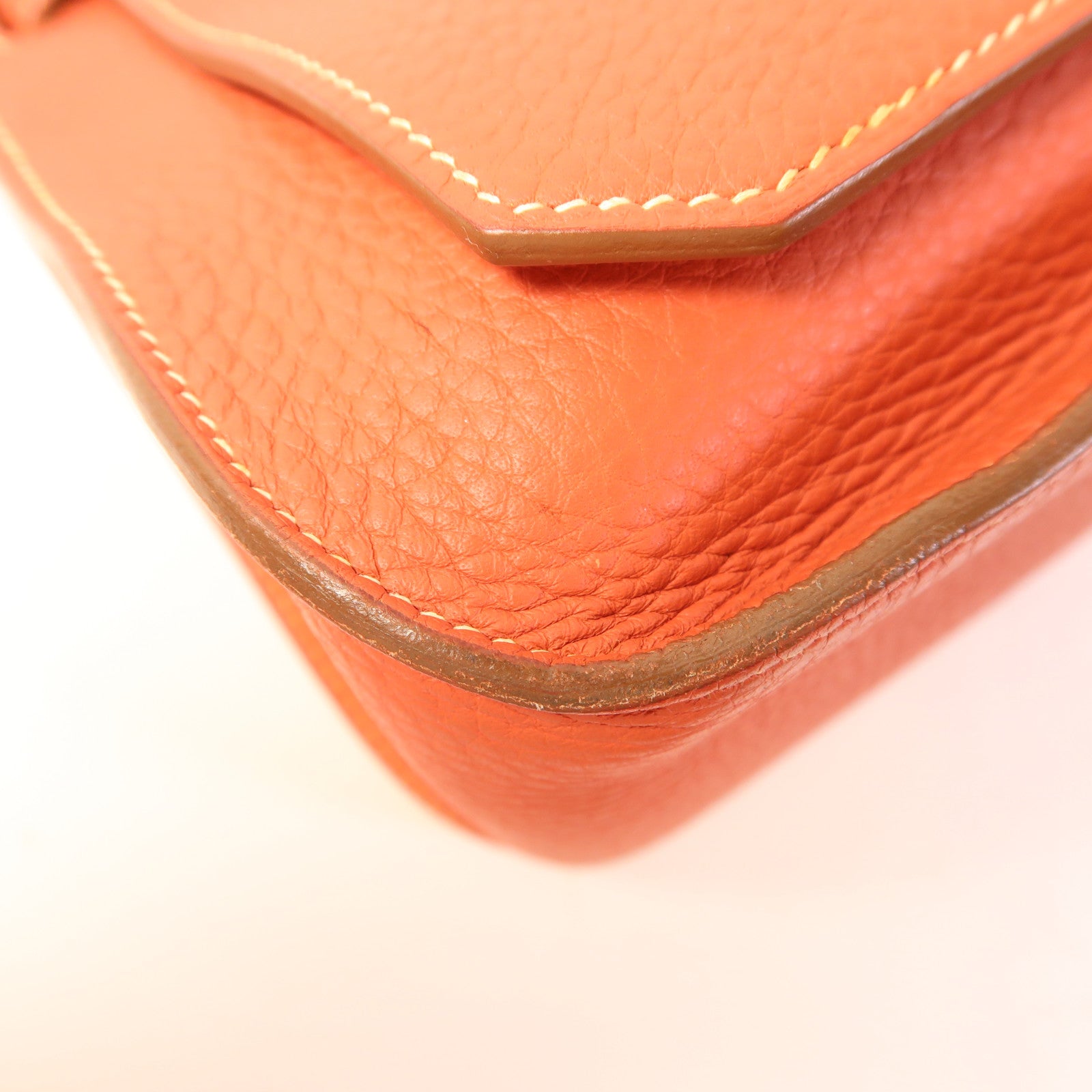 HERMES Clemence皮革Jypsiere 28銀扣肩背袋Capucine