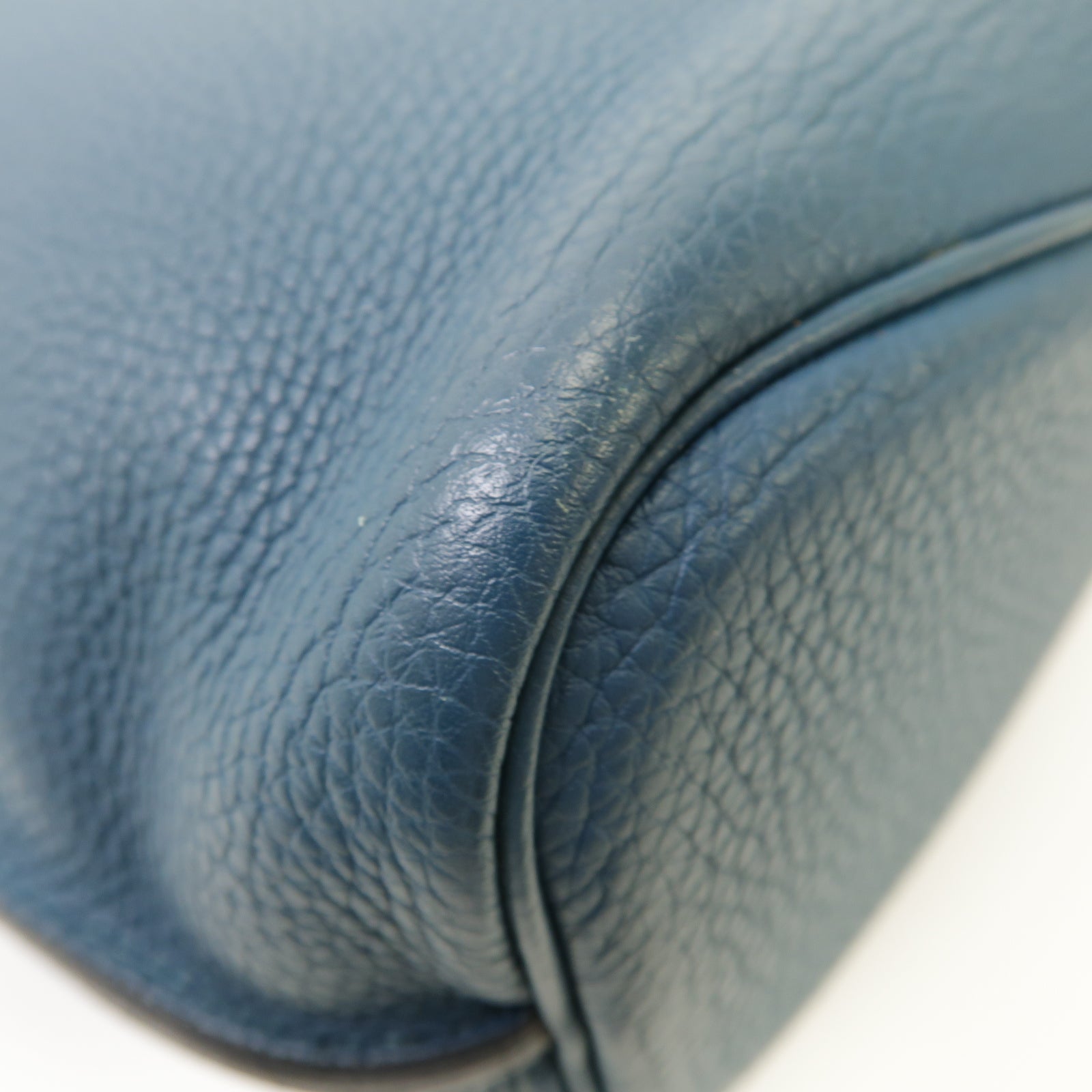 HERMES Clemence皮革So Kelly 20銀扣肩背袋Colvert藍色