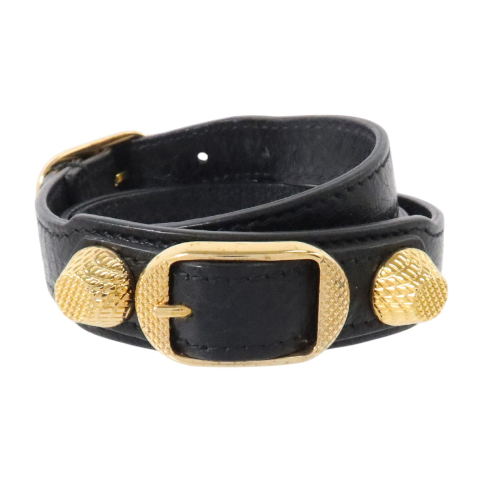 BALENCIAGA 牛皮皮革Giant Triple Tour Bracelet金扣手鏈
