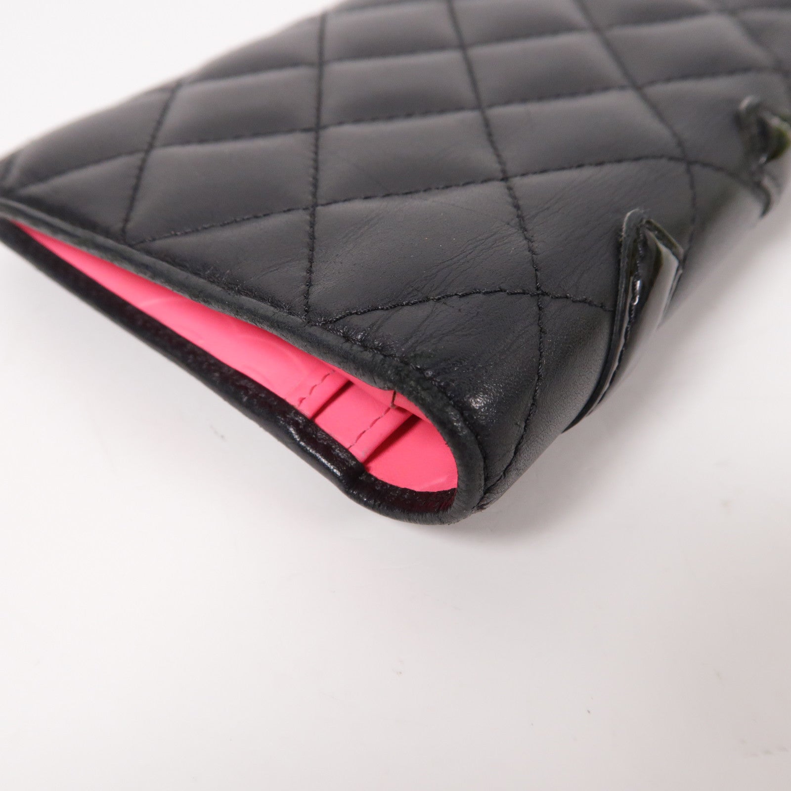 CHANEL 菱格牛皮皮革Cambon Line Long Wallet長錢包黑色