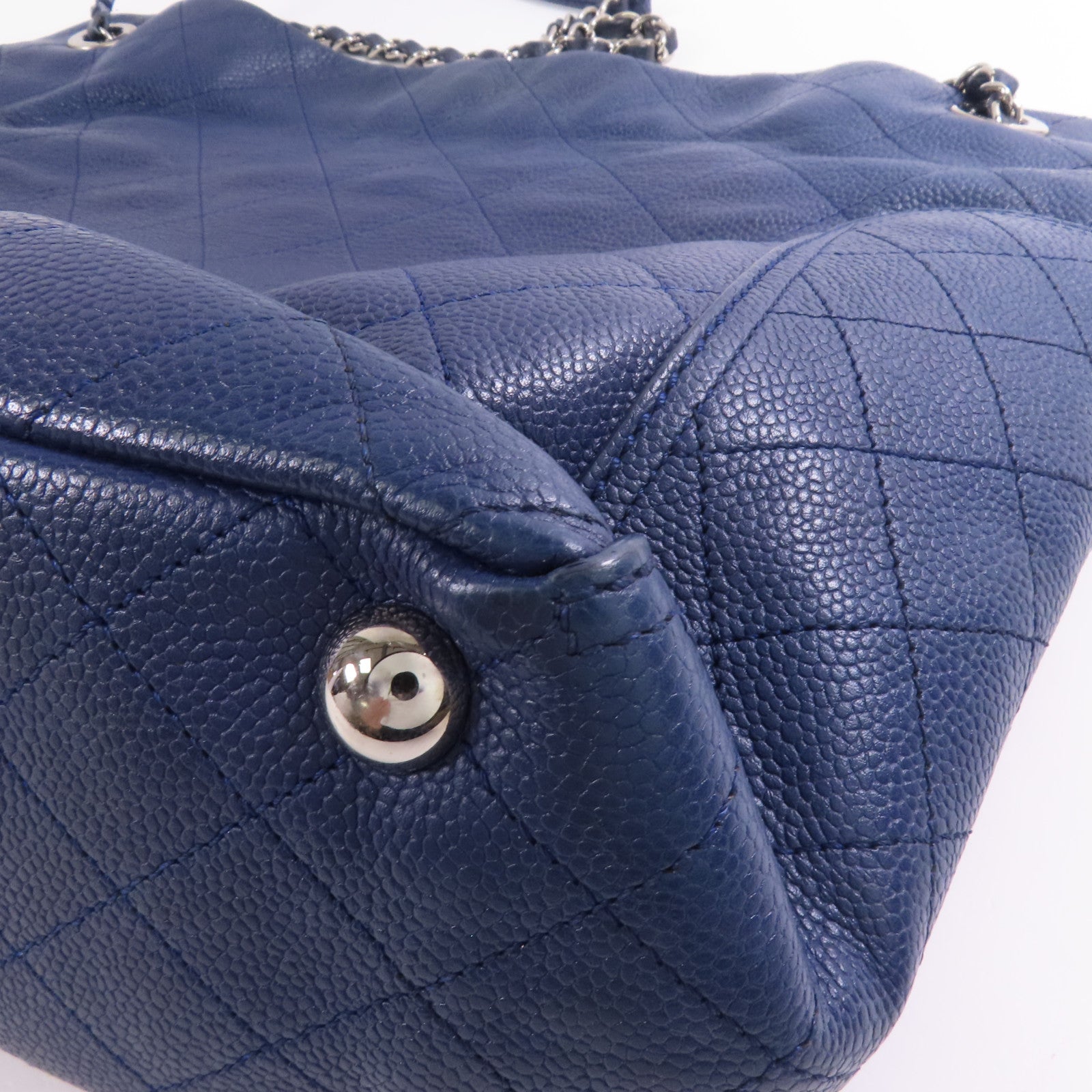 CHANEL 牛皮皮革皮革Shoulder Bag銀扣鏈帶肩背袋