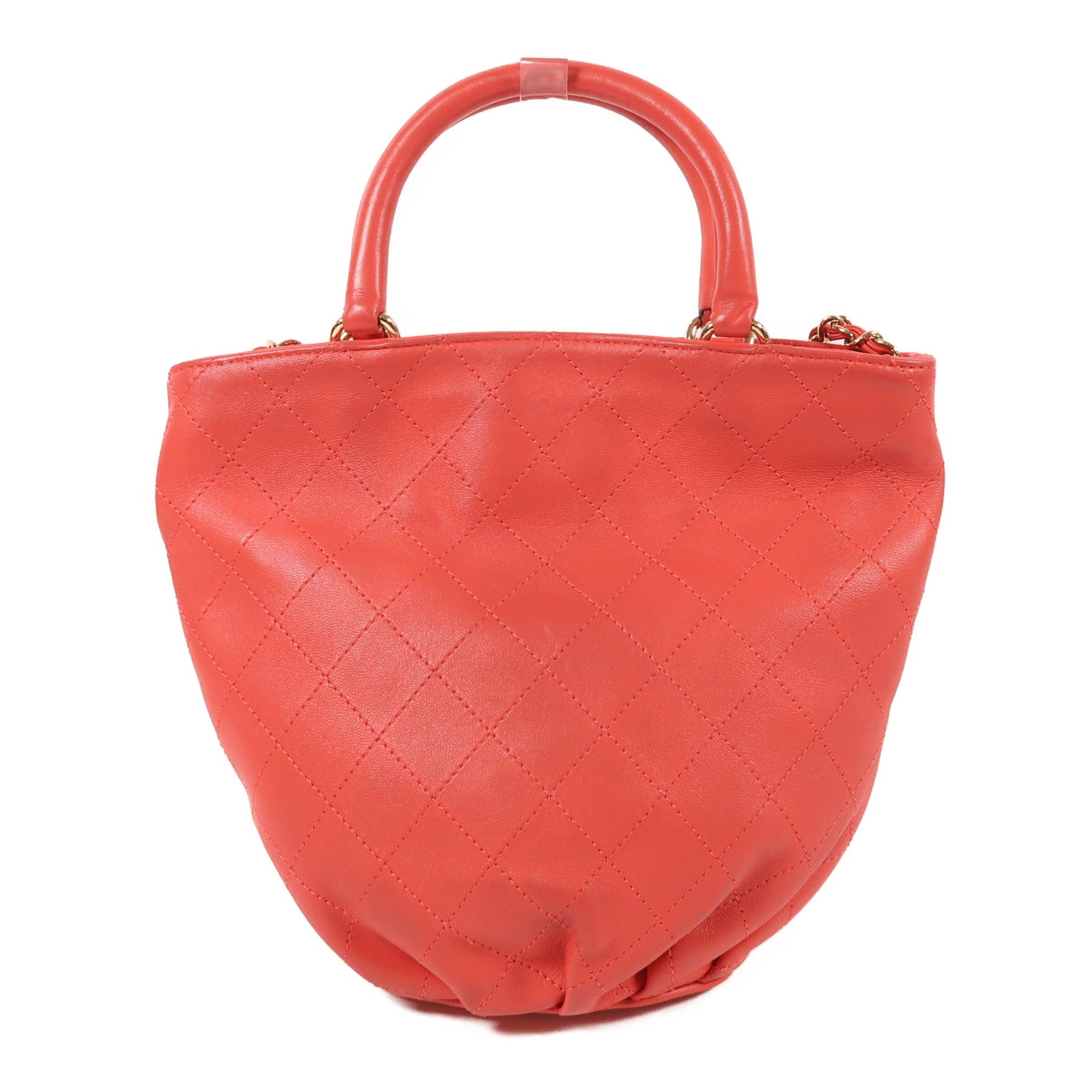 CHANEL 羊皮皮革2 Way Shoulder Bag金扣手挽肩背兩用袋紅色