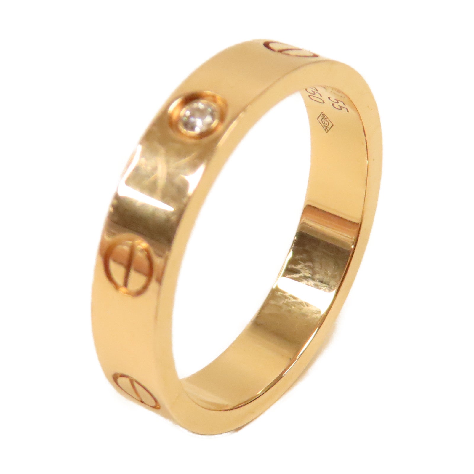 CARTIER 18K玫瑰金Love Wedding Ring 1 Diamond戒指Cartier#55 US#7