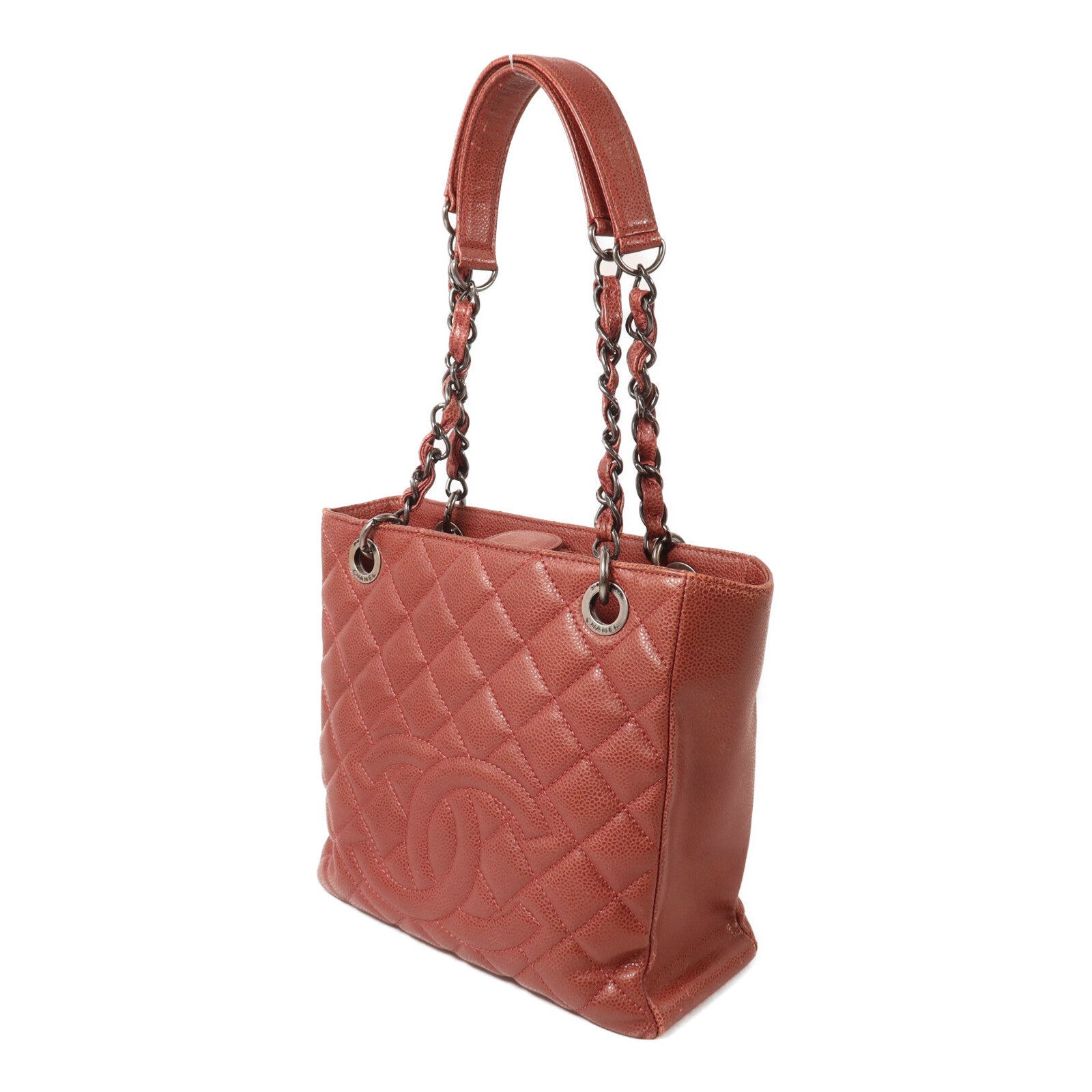 CHANEL 牛皮皮革PST Petite Shopping Tote Bag鏈帶肩背袋